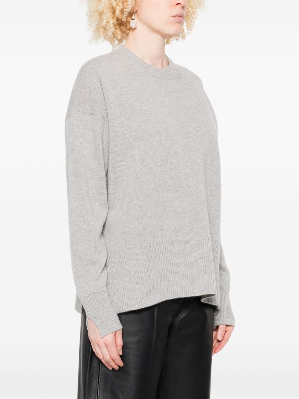 Roberto Collina Gray Cashmere And Wool Blend Sweater In Gray