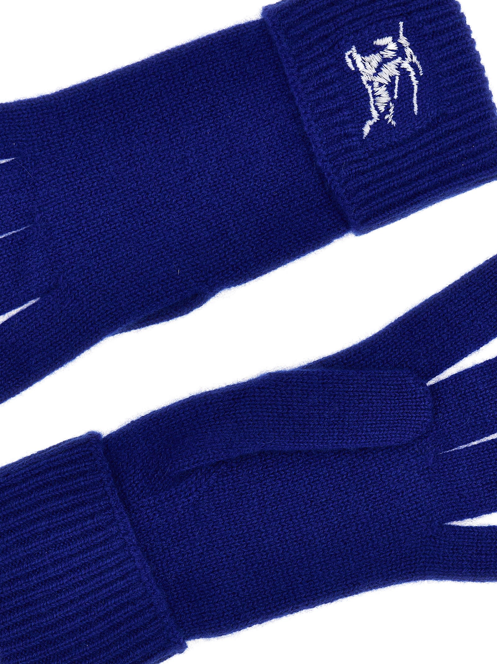 Shop Burberry Equestrian Knight Design Gloves In Blue