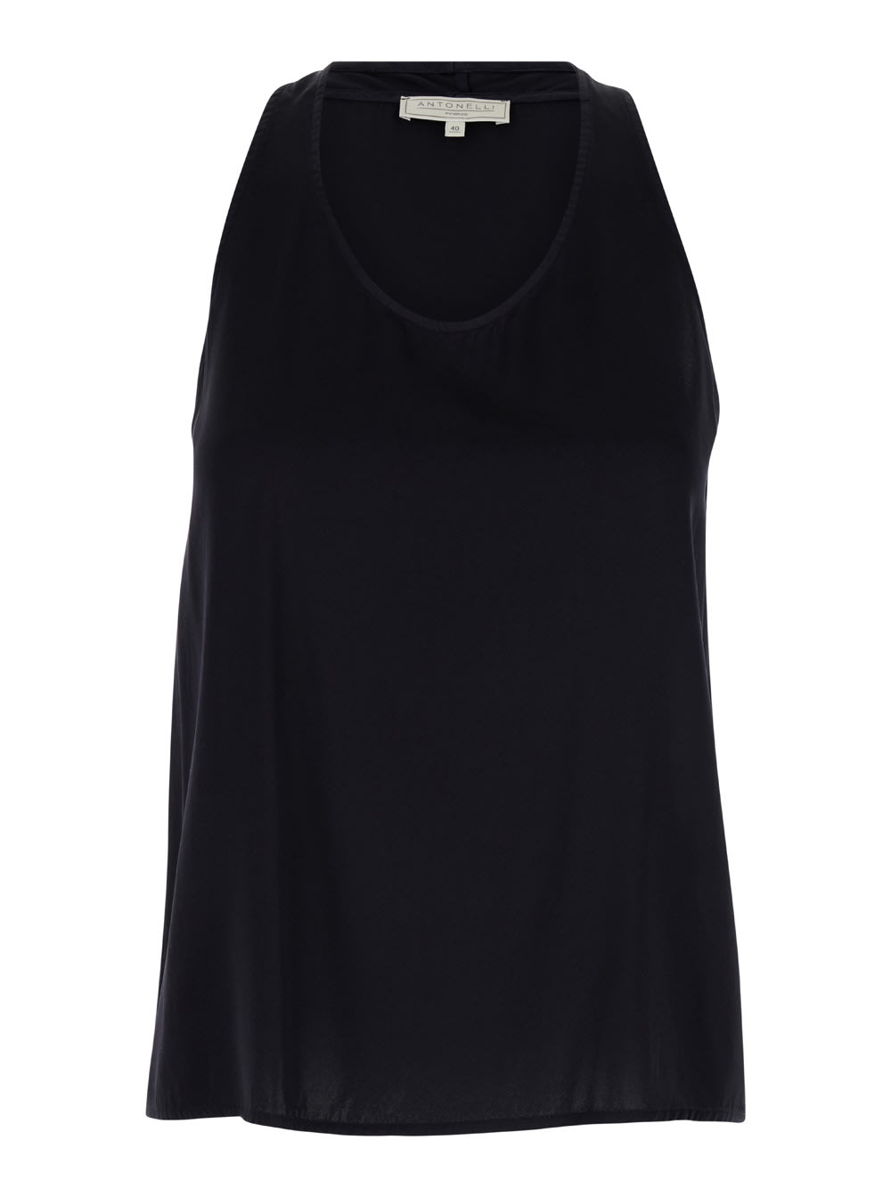 Black Sleeveless And Flared Top In Silk Blend Woman