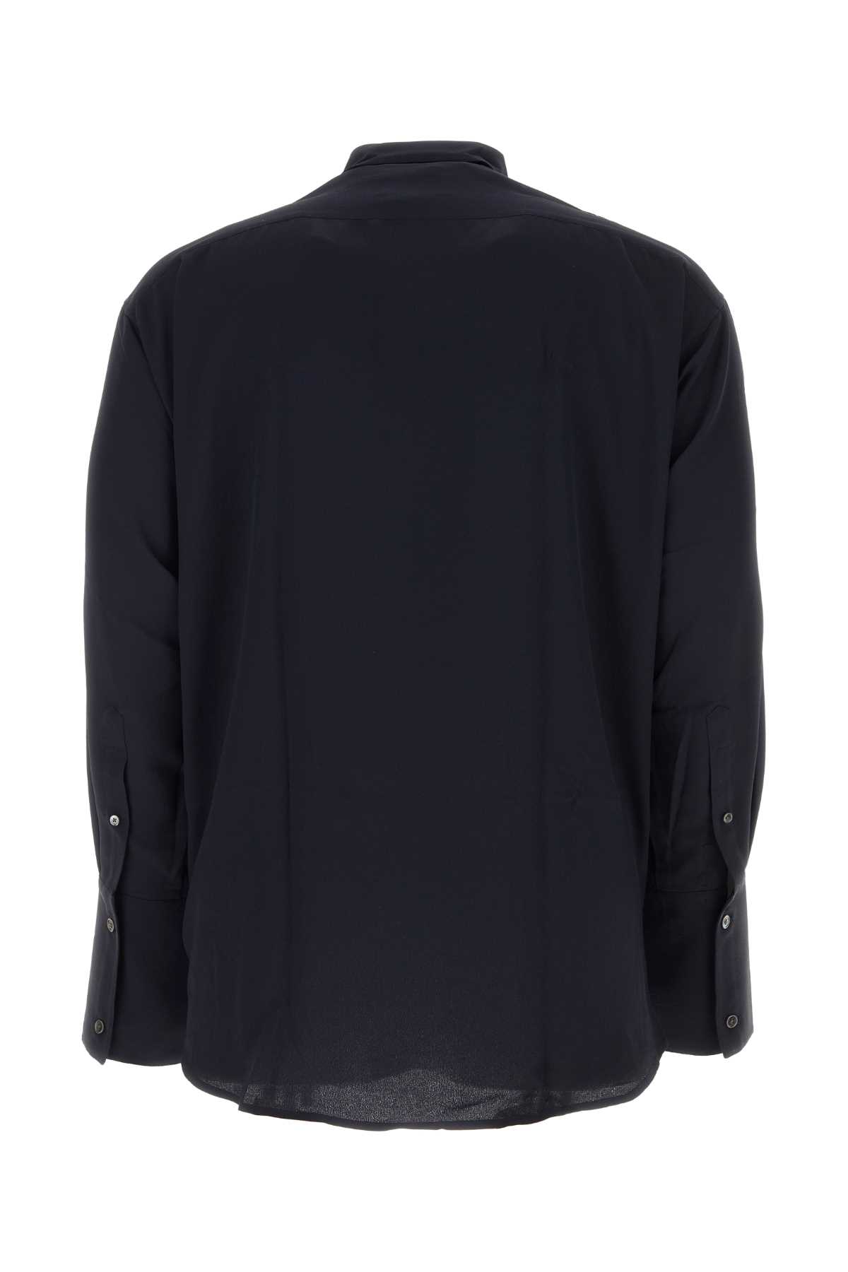 Shop Ami Alexandre Mattiussi Midnight Blue Acetate Blend Oversize Shirt In Nightblue