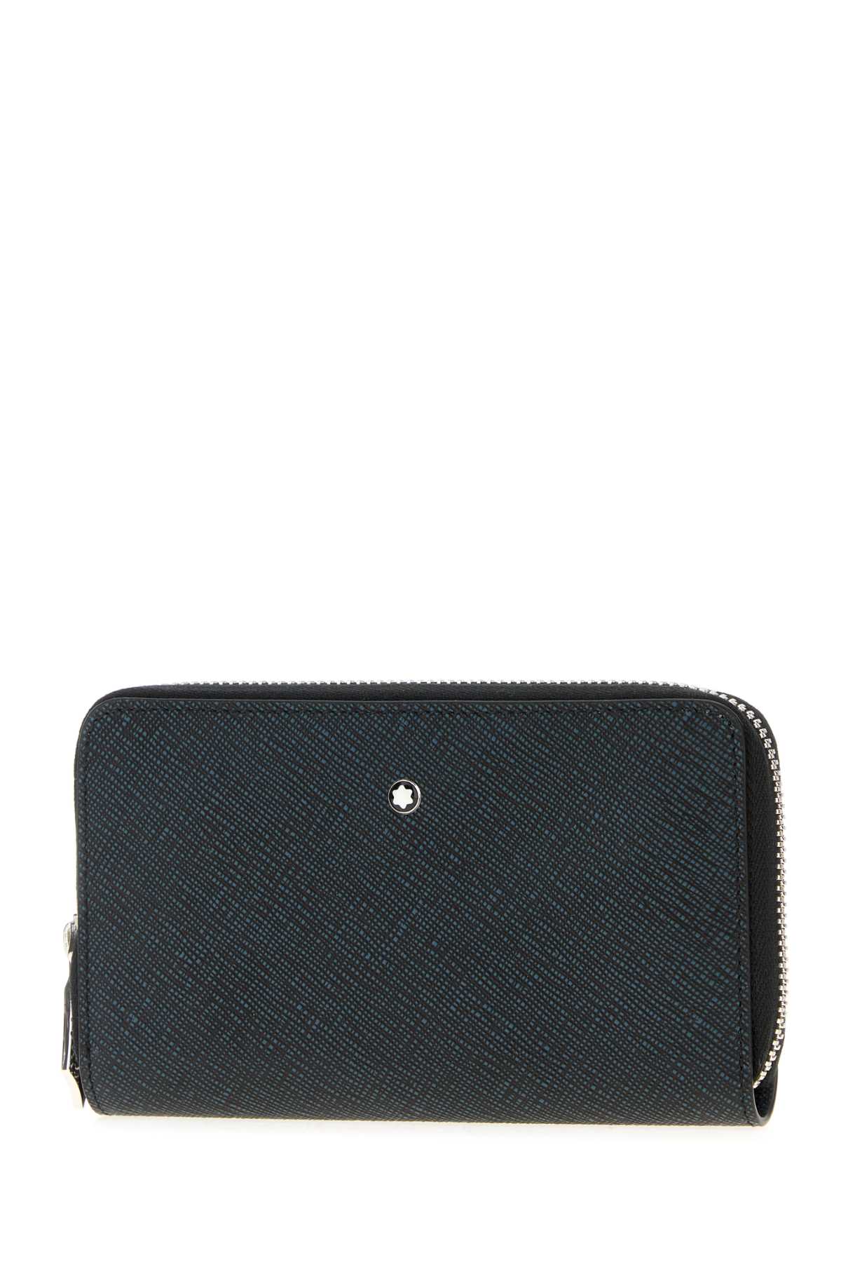 Montblanc Melange Blue Leather Wallet In Black