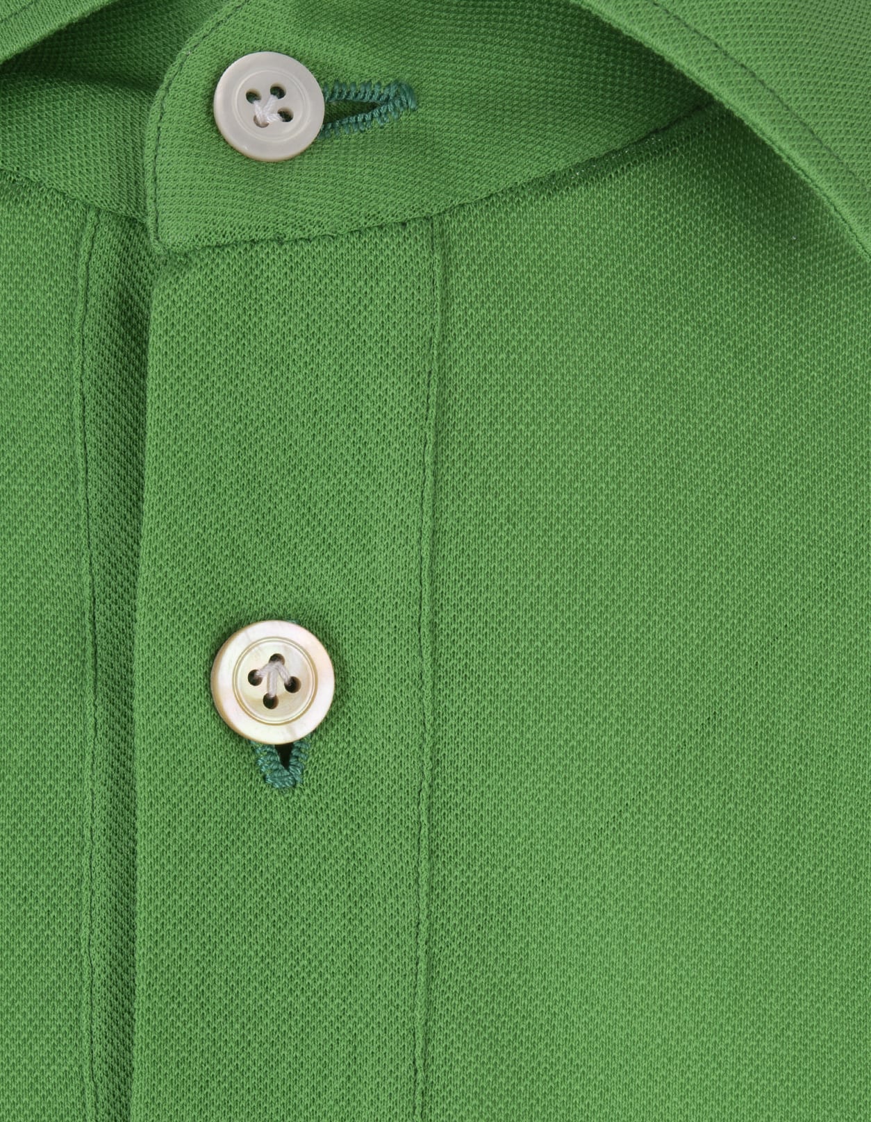 Shop Kiton Green Piqué Short-sleeved Polo Shirt