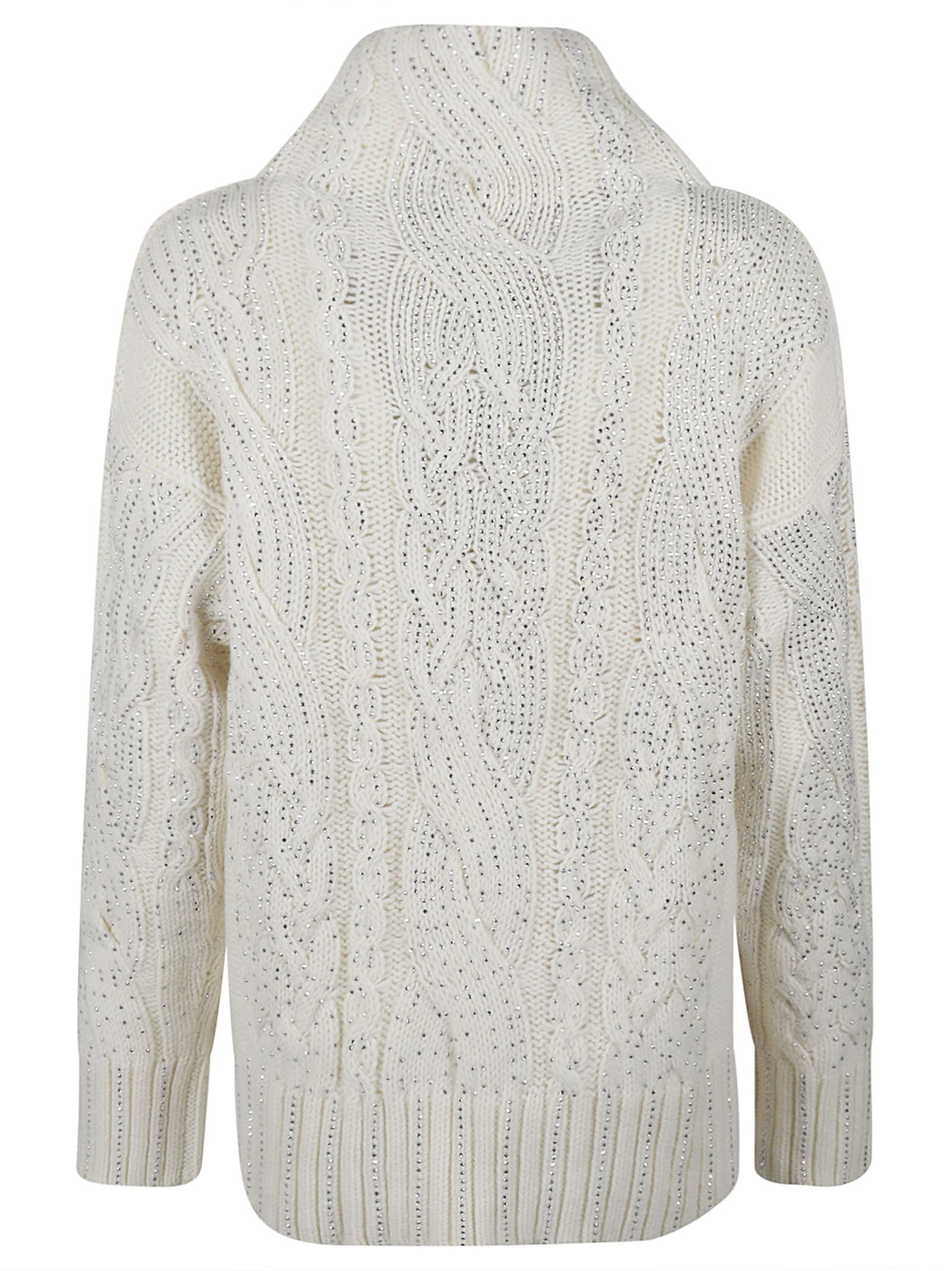 Shop Ermanno Scervino All-over Crystal Sweater In Panna