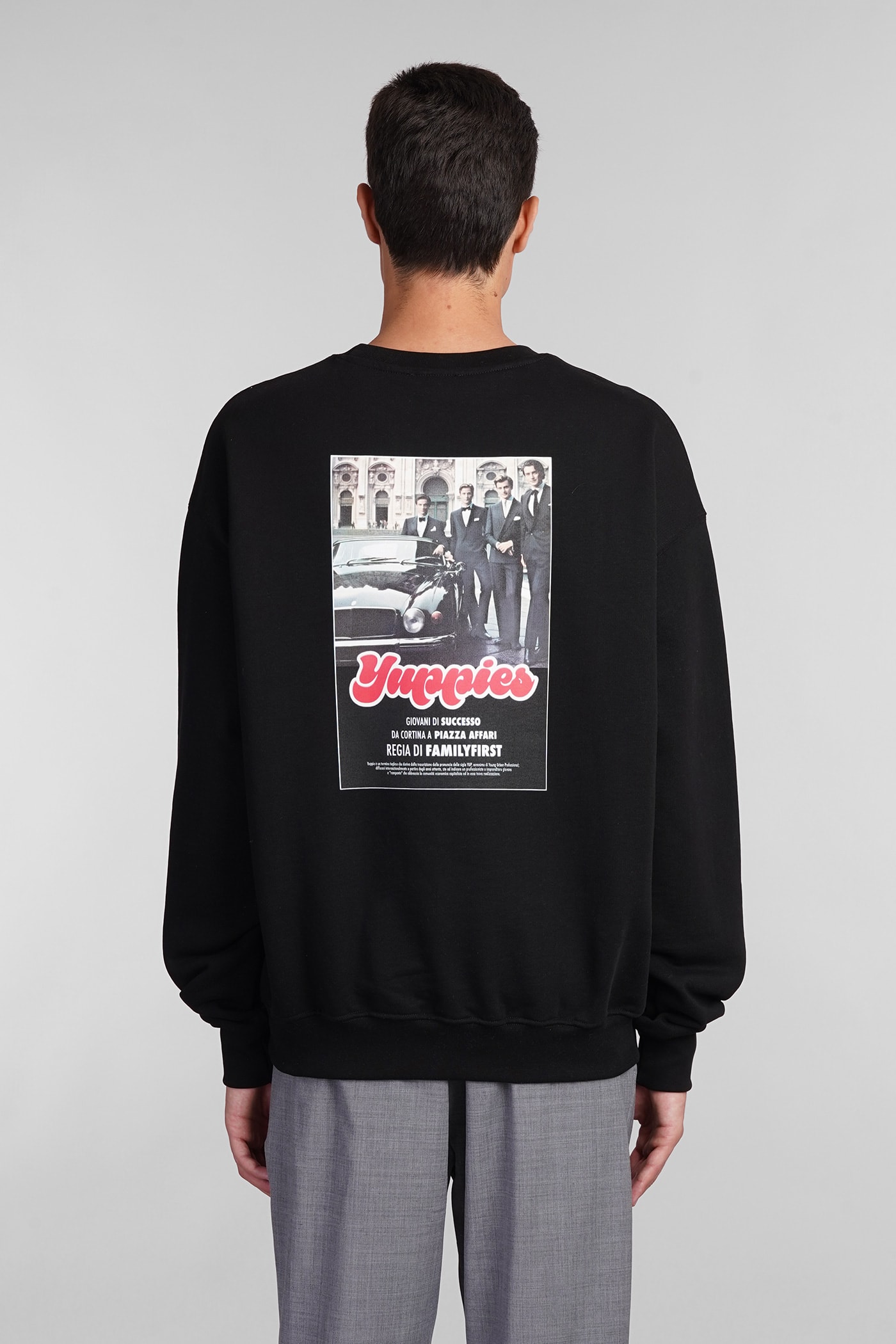 FAMILY FIRST MILANO SWEATSHIRT IN BLACK COTTON 