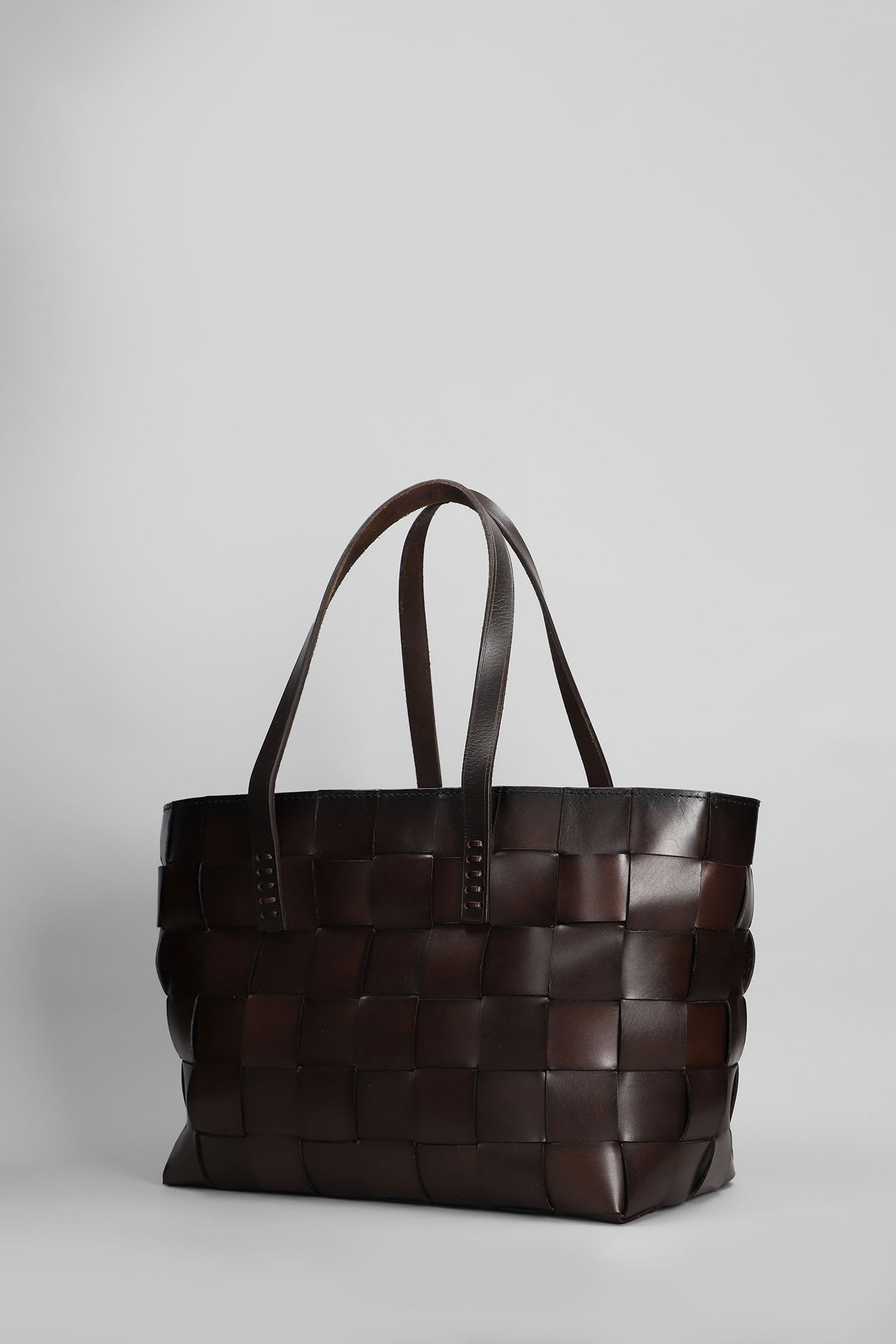 Dragon Diffusion Box Weave Basket Tote In Brown Leather In Brown