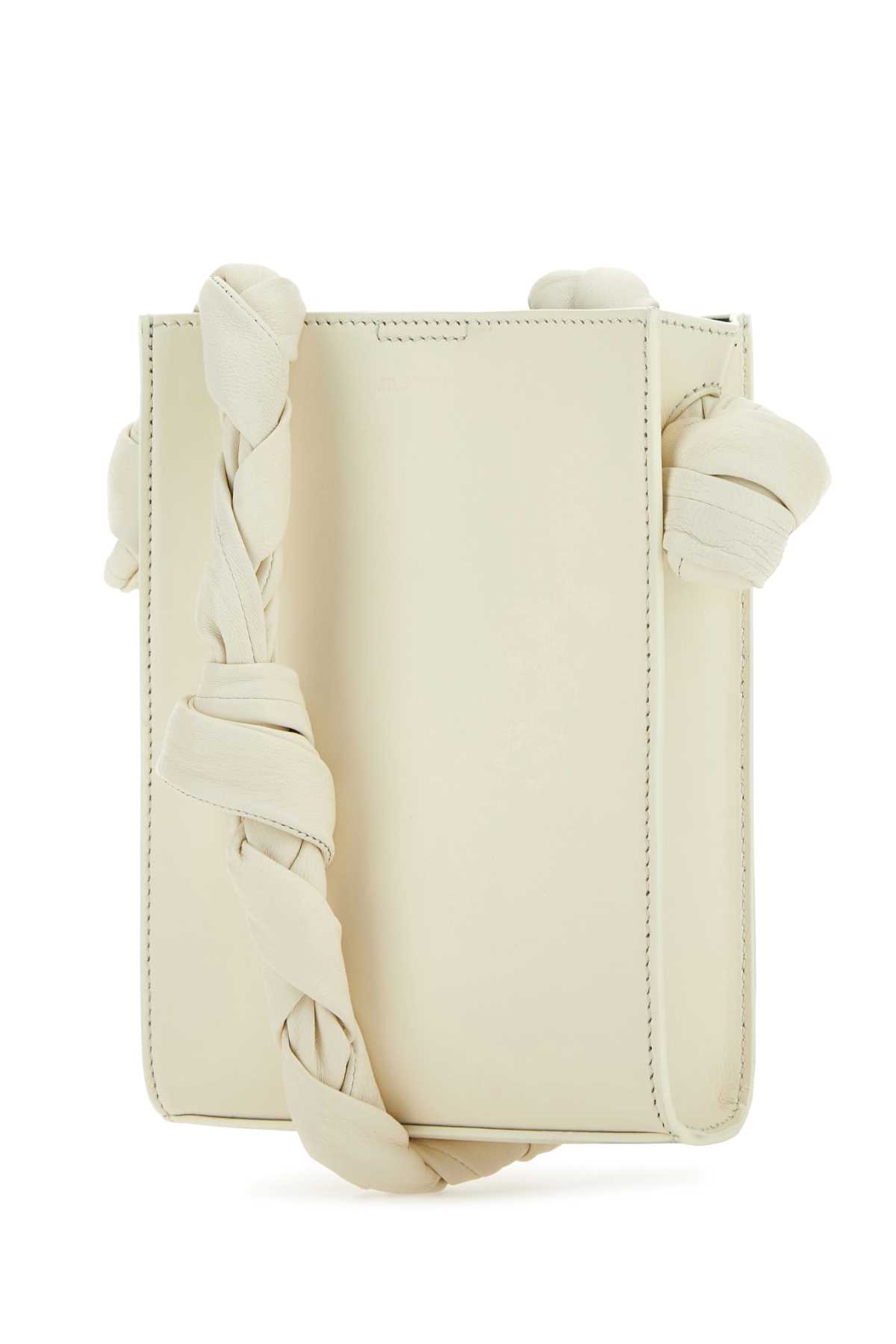 Jil Sander Ivory Leather Tangle Shoulder Bag In Eggshell
