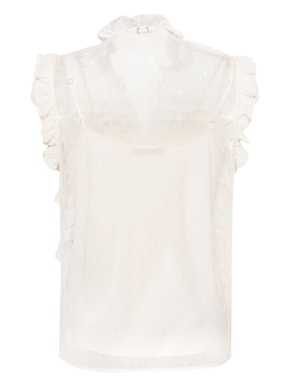 Shop Twinset Sleeveless Laced Shirt In Ivory