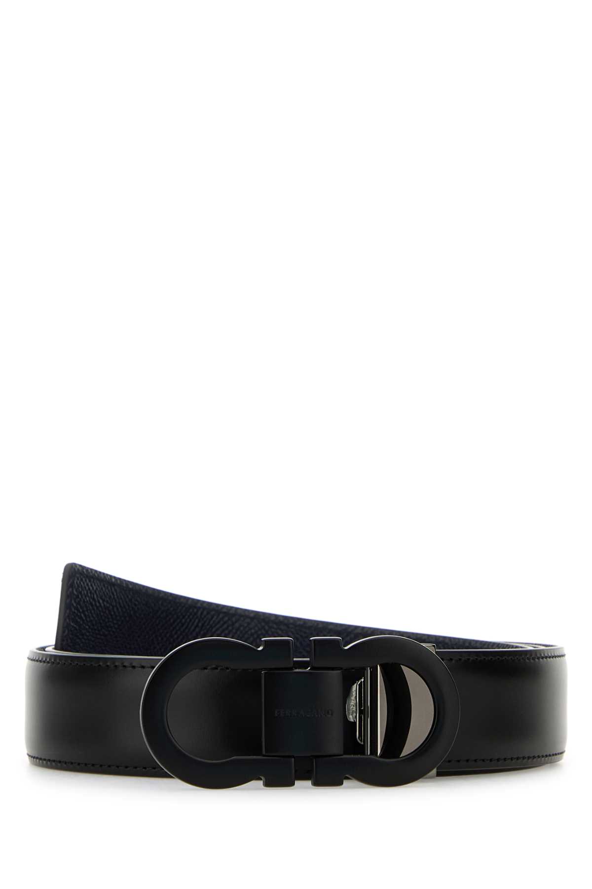 Black Leather Reversible Belt