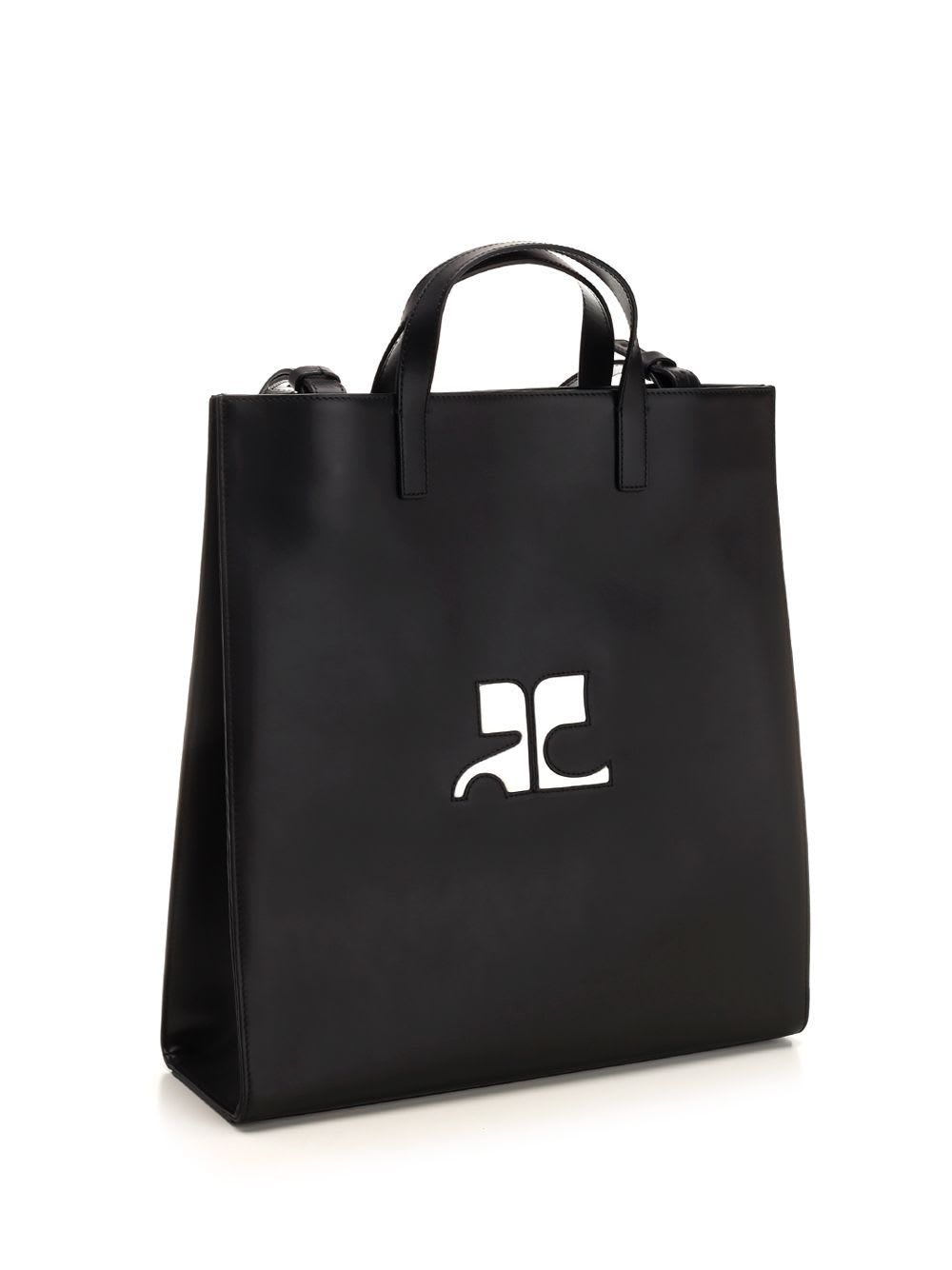 Shop Courrèges Heritage Tote Bag In Black Calfskin