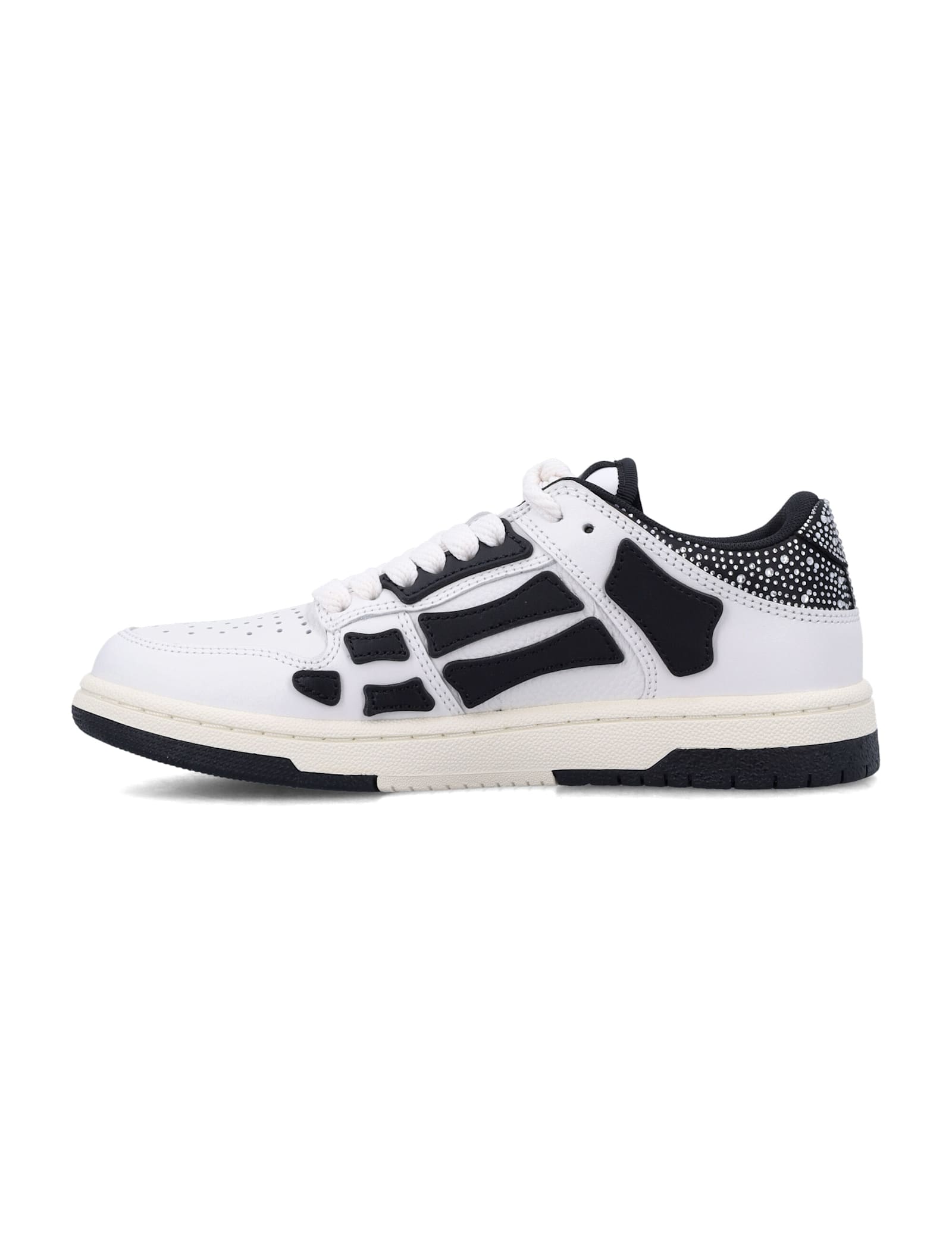 Amiri Crystal Satin Skel Top Low Womans Sneakers In White