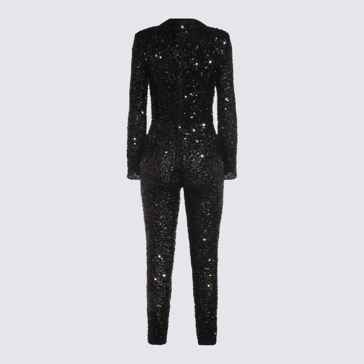 Elisabetta Franchi Sequin Trousers V-neck Embellished Detail In Black