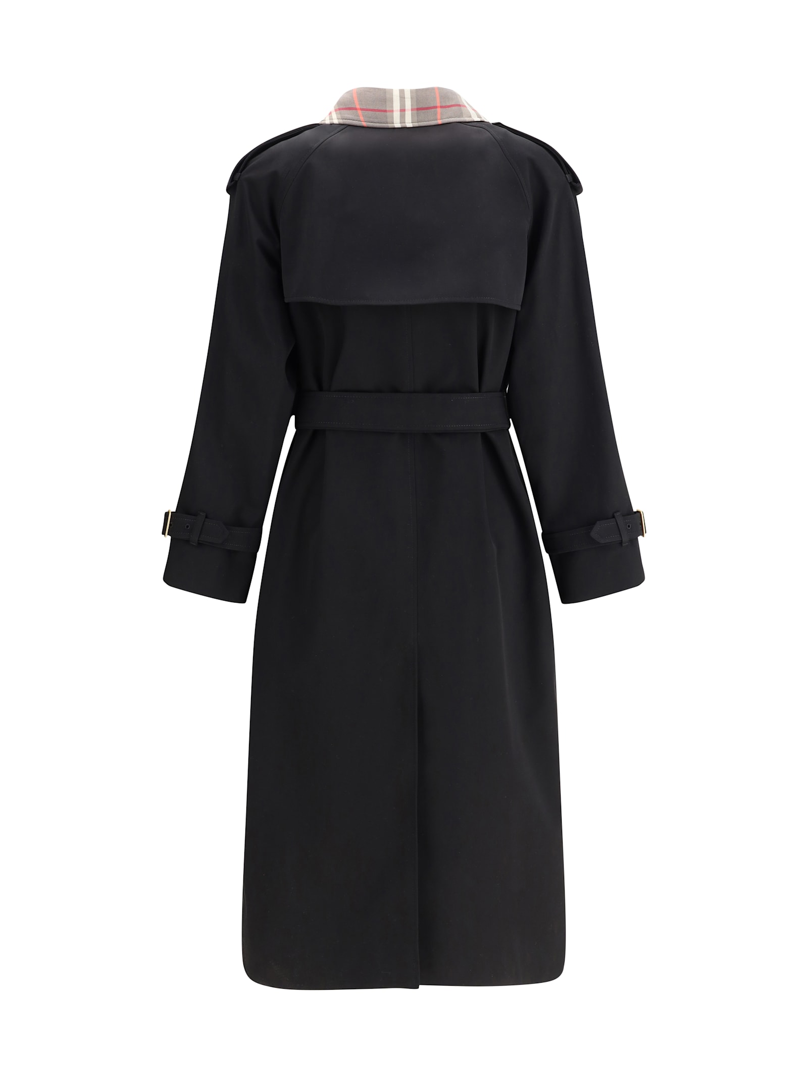 Burberry Women Castleford Long Trench Coat With Check Collar