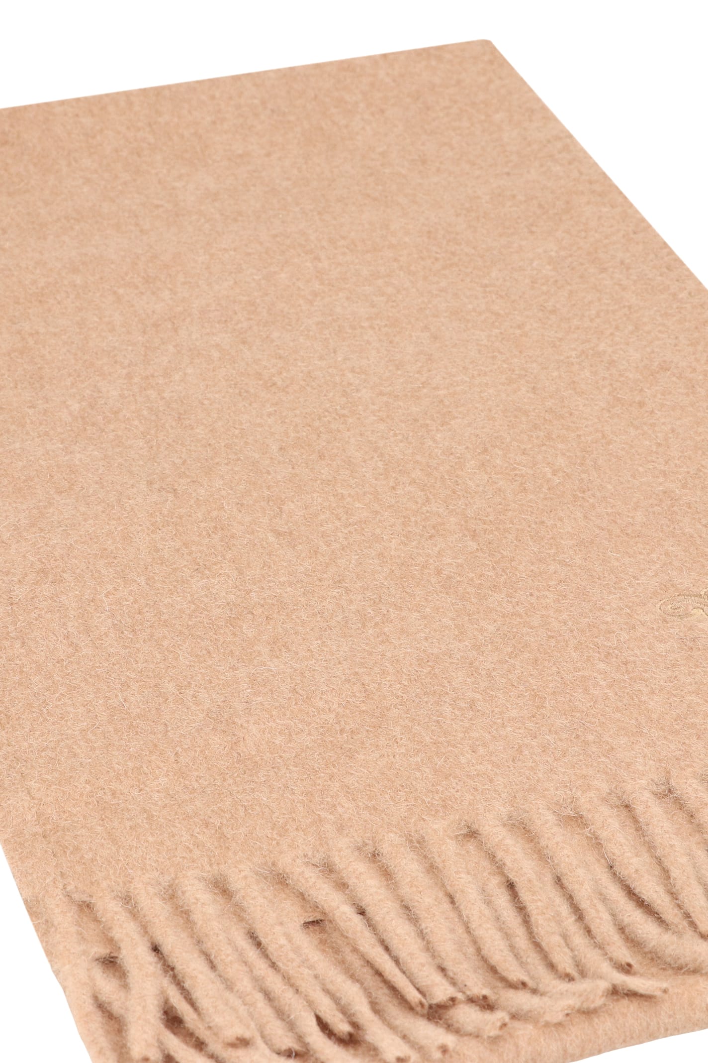 Max Mara Cashmere Stole Fringed Edges In Brown