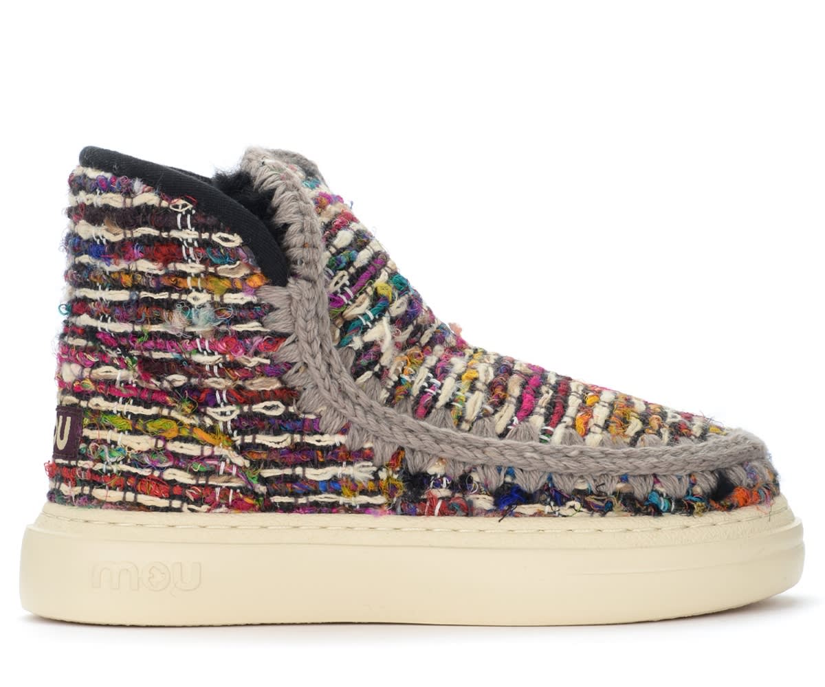 Mou Eskimo Sneaker Bold Boots In Multicoloured Persian Fabric