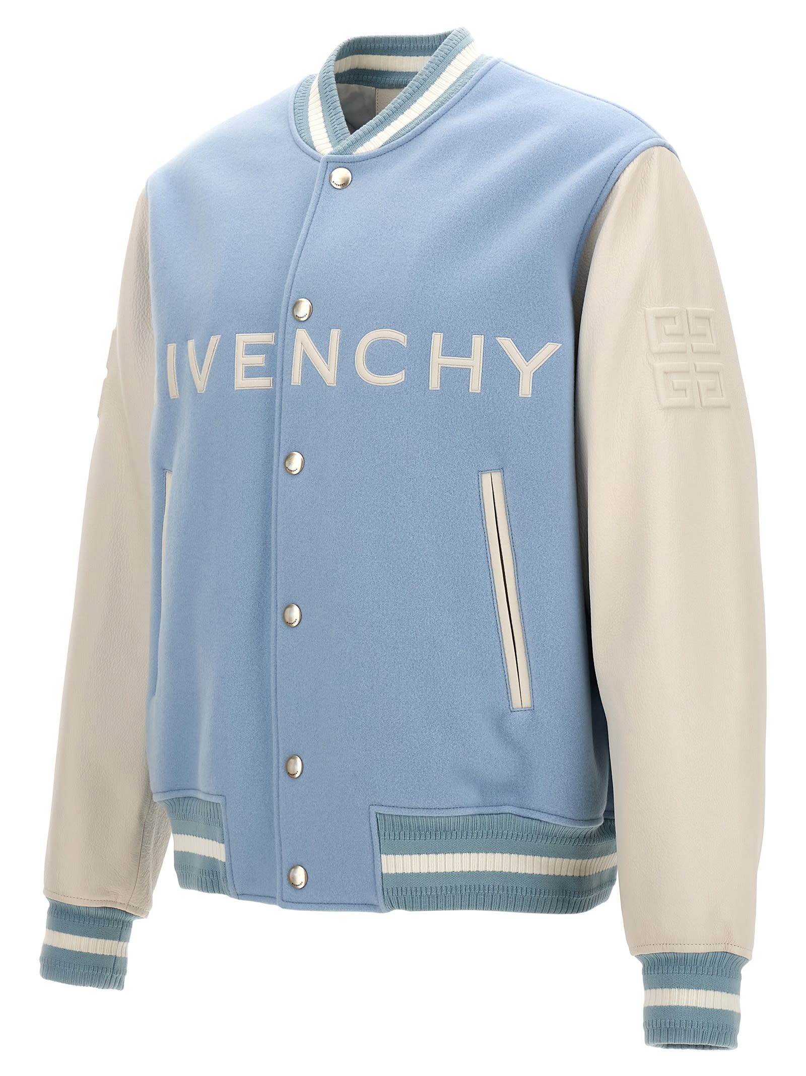 Shop Givenchy Bomber Jacket In Light Blue