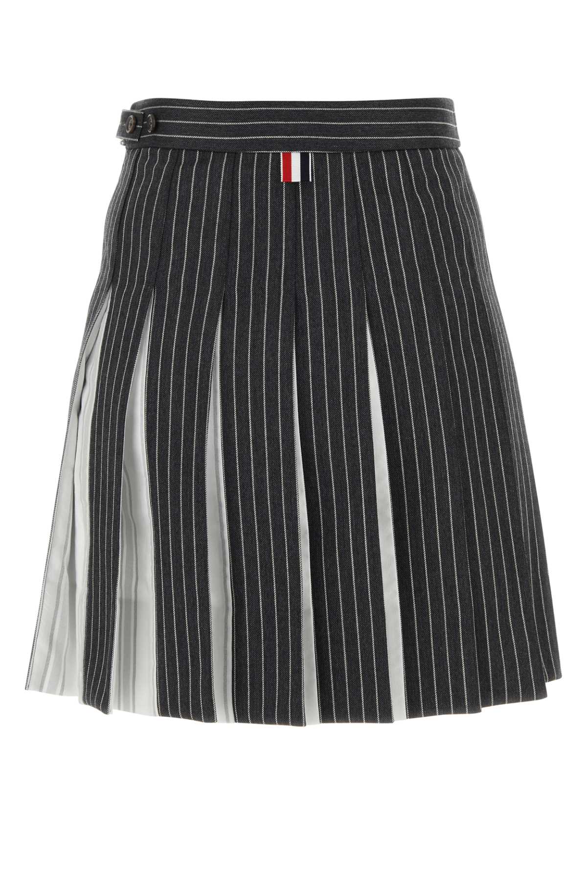Shop Thom Browne Embroidered Wool Mini Skirt In Medgrey