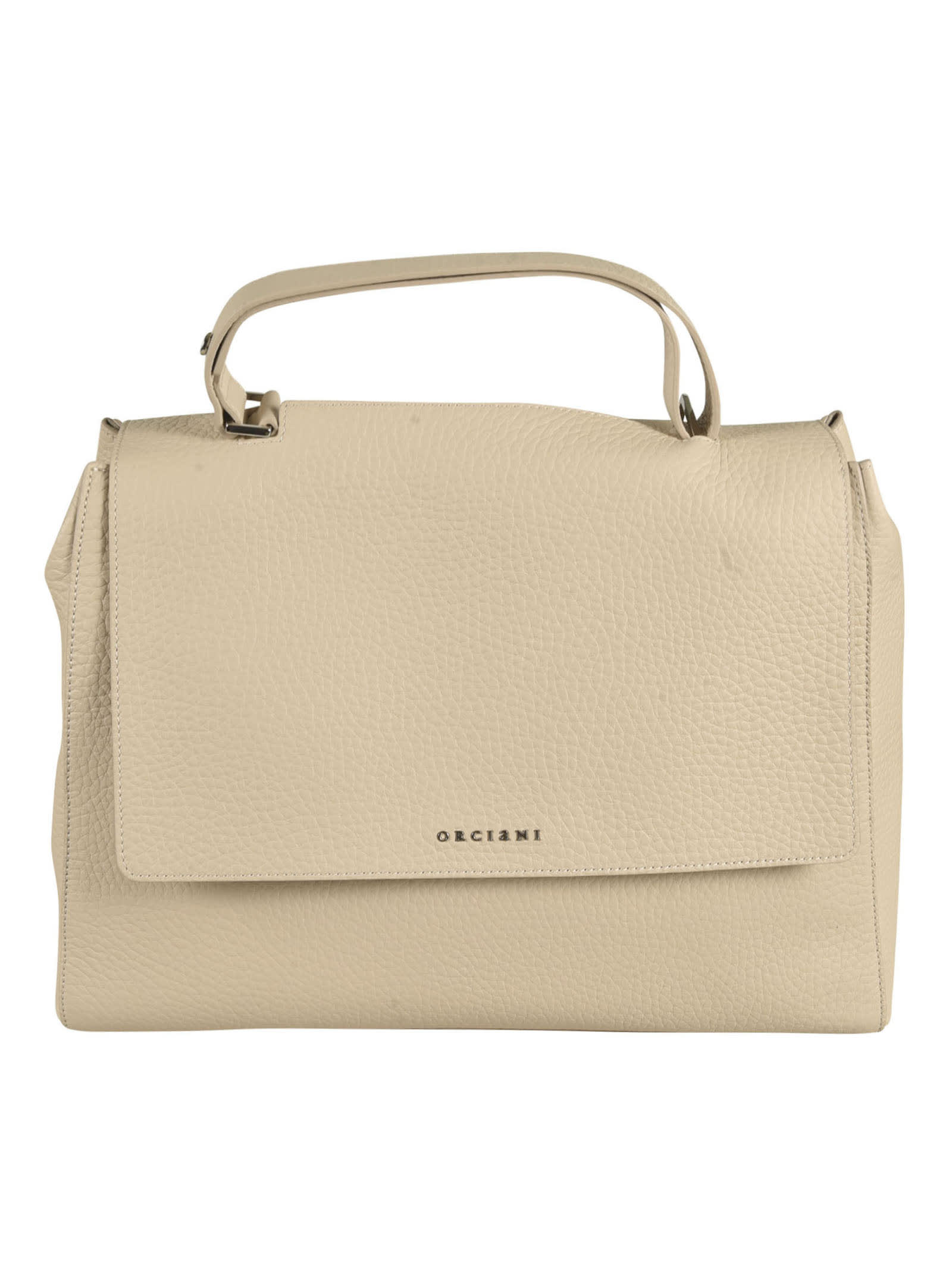 Shop Orciani Logo Flap Tote In Ivory