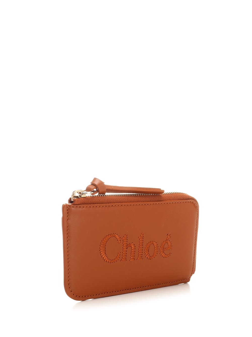 Shop Chloé Zipped Card Case In Brown