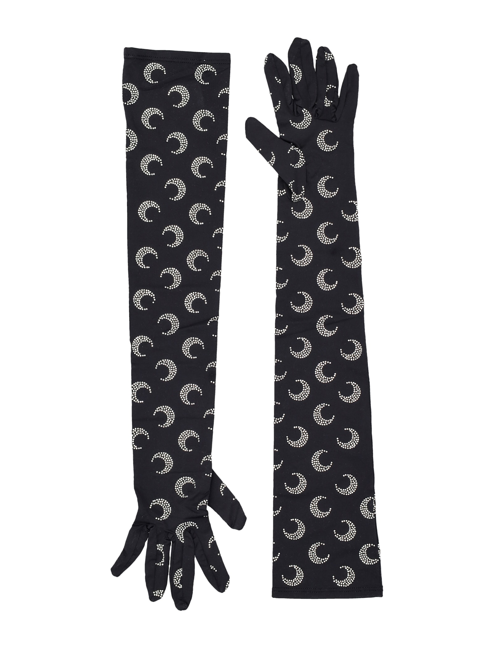 Shop Marine Serre Allover Moon Strass Long Gloves In Black