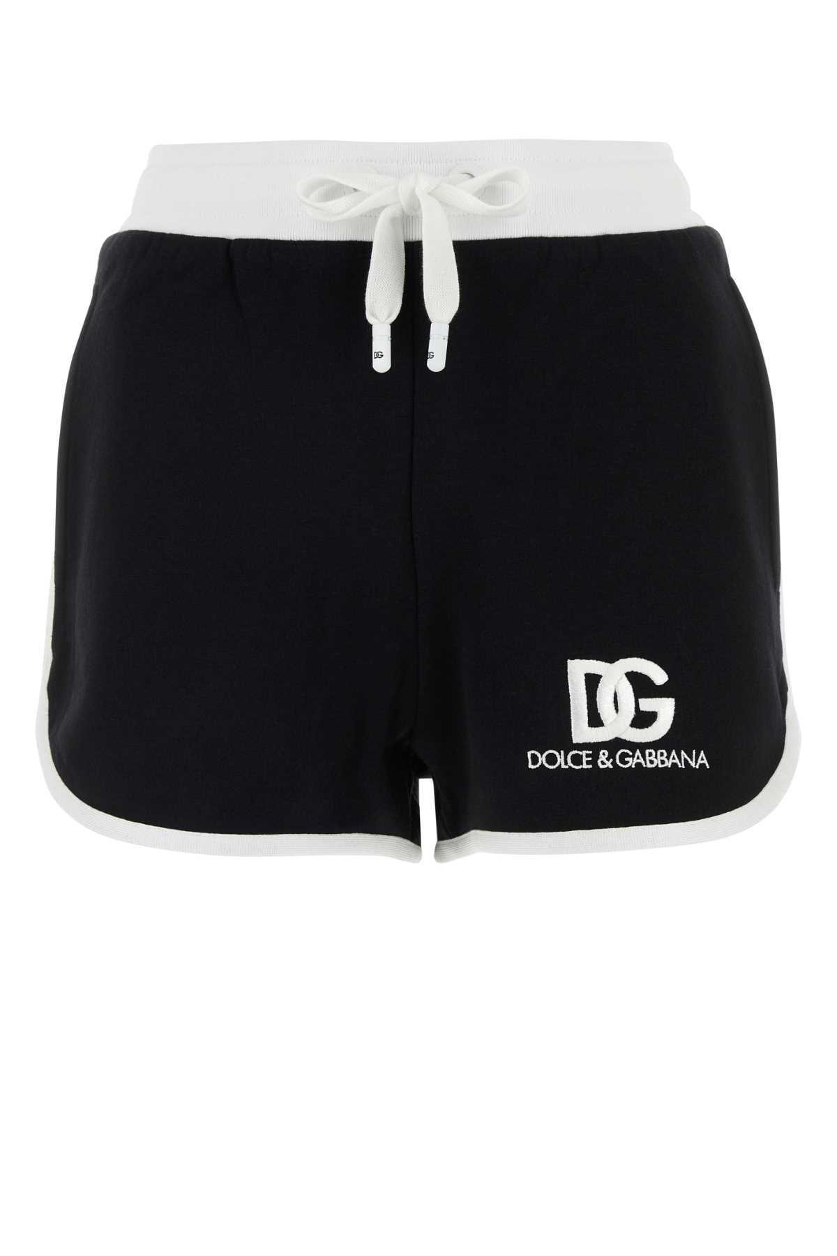 Shop Dolce & Gabbana Black Cotton Blend Shorts In Nero