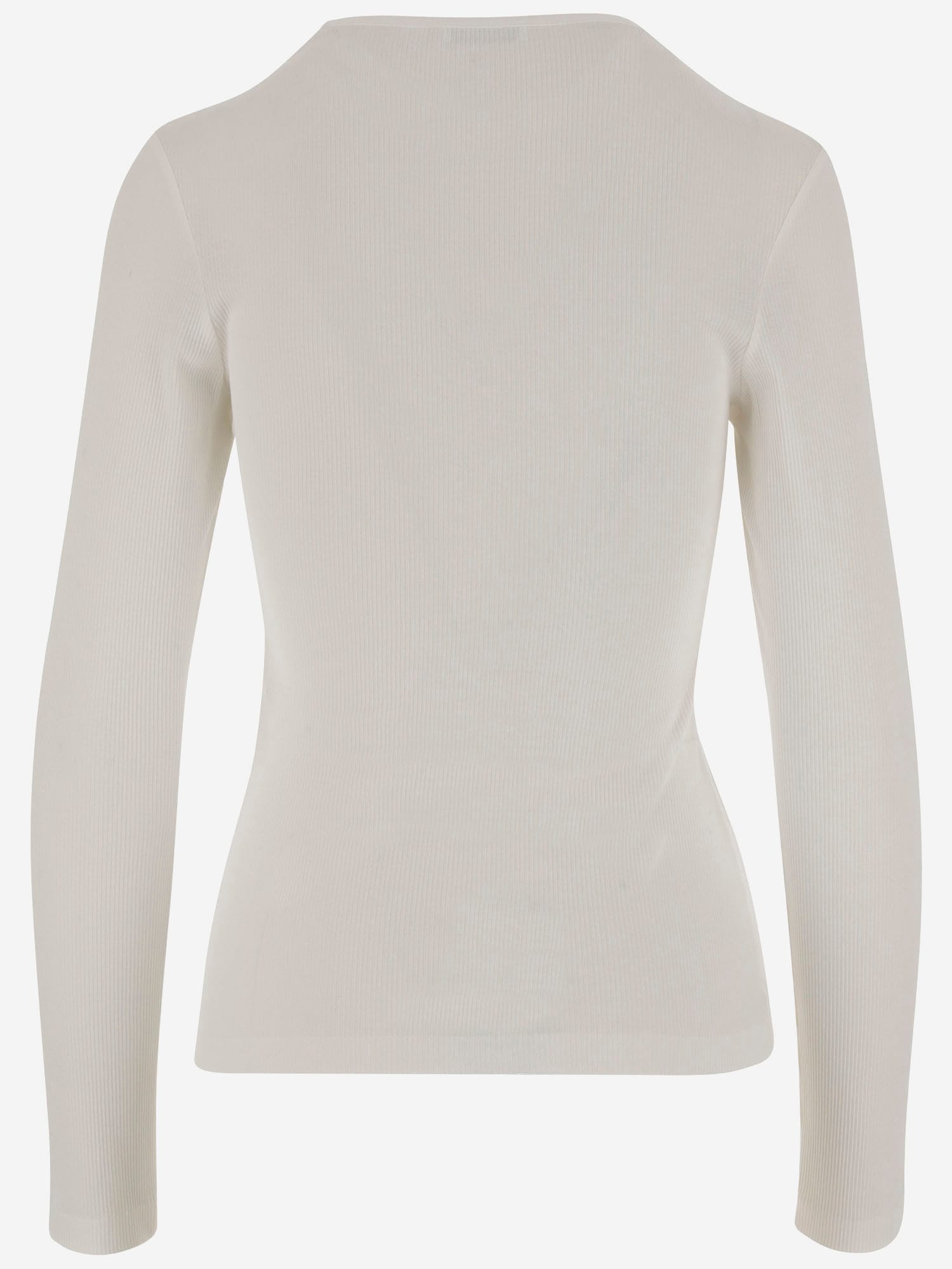 Ferragamo Cotton Top With Shaped Neckline In White