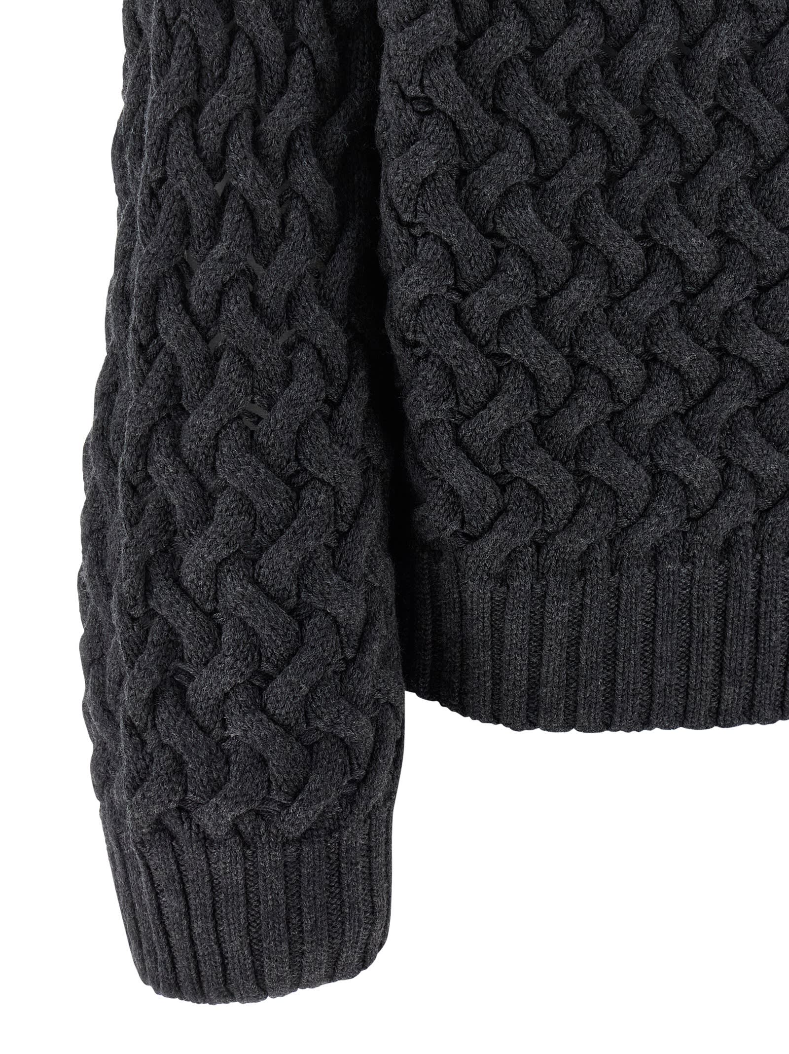P.a.r.o.s.h Braided Wool High-neck Sweater In Black