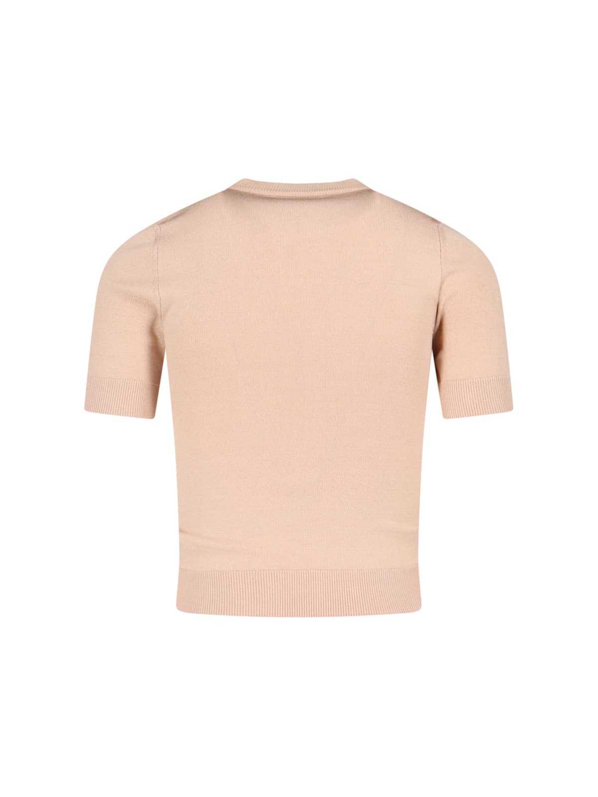 Marine Serre Short Sleeve Crew Neck Knitwear Top In Neutral