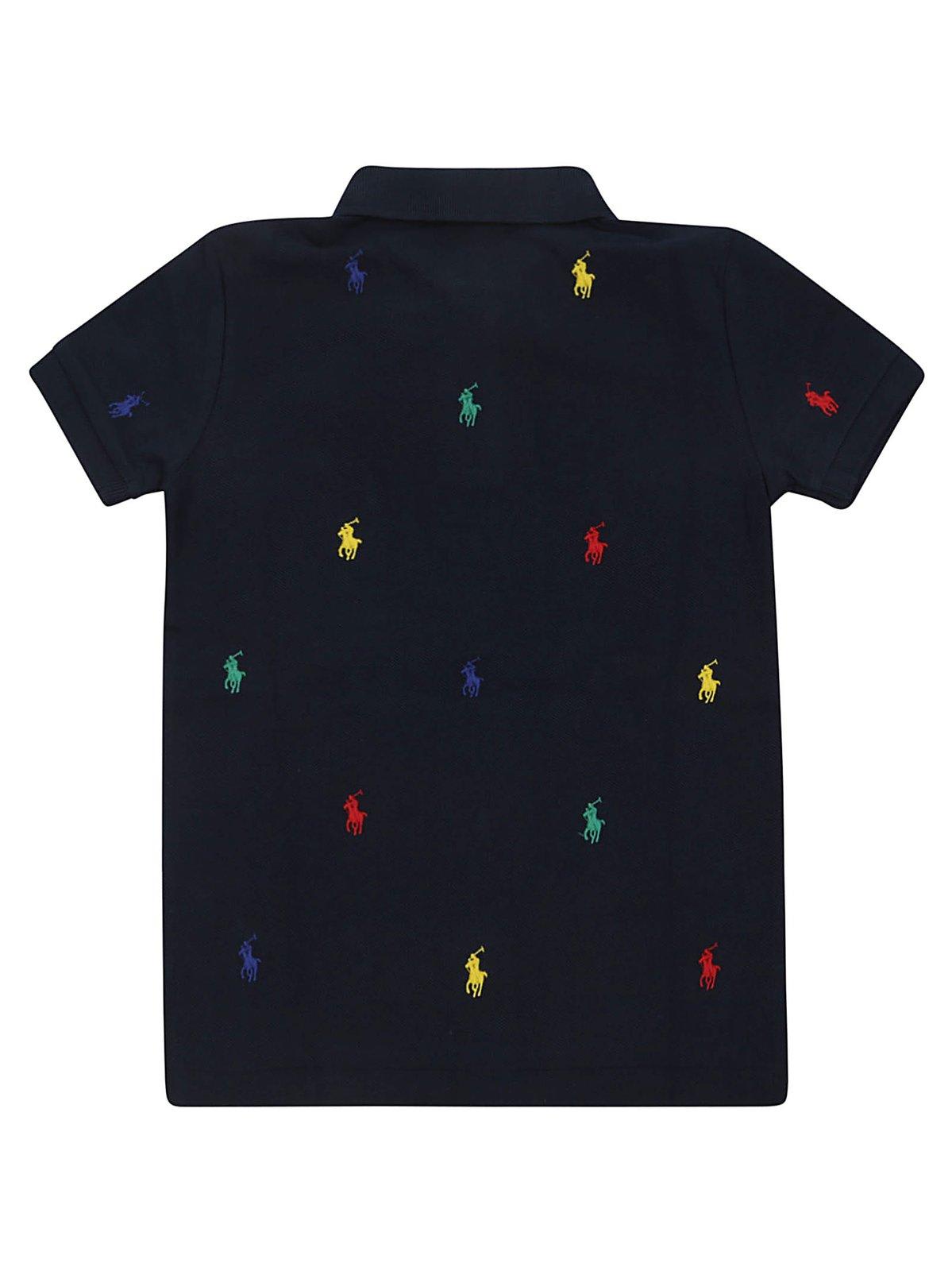 Polo Ralph Lauren Polo Pony Embroidered Short Ssleeved Polo Shirt In Blu