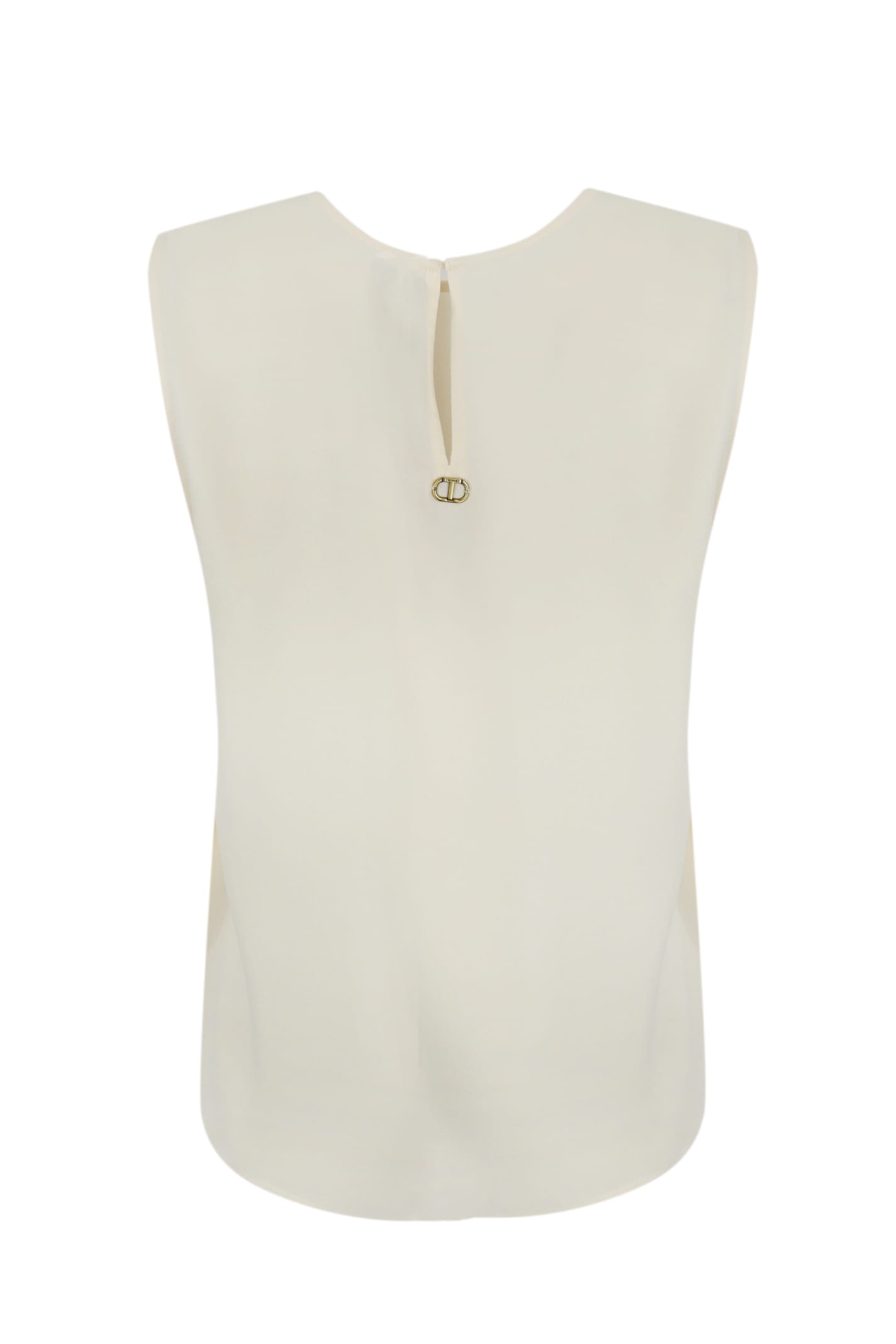 Twinset Georgette Top With Pleats In Pearl