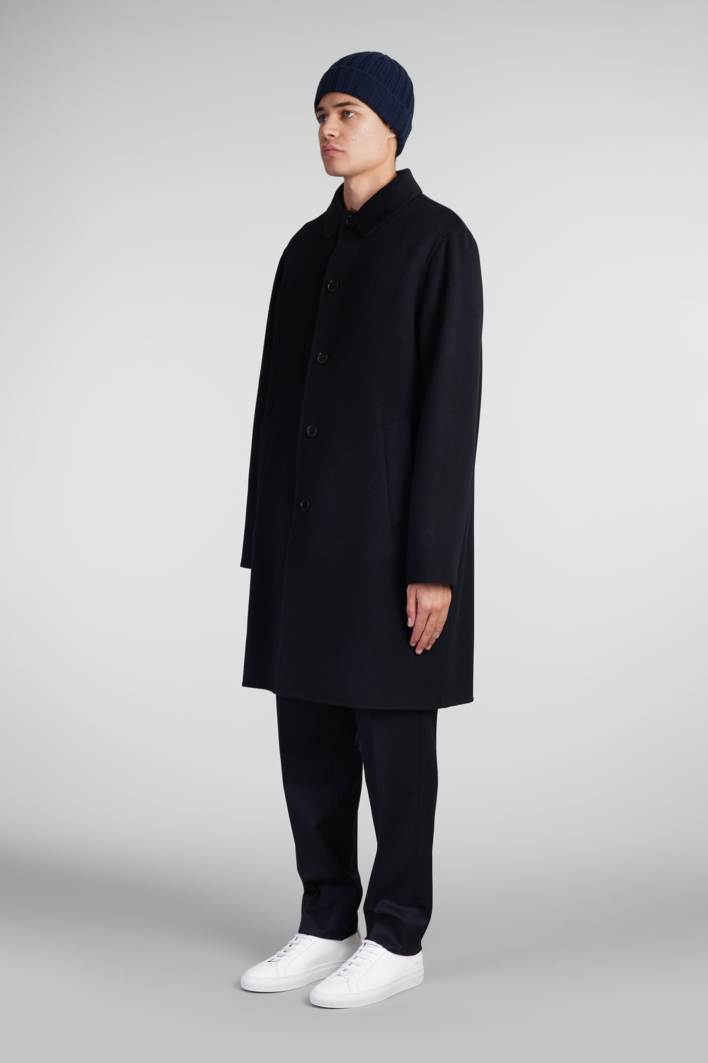 Shop Aspesi Virtuoso Double Coat In Blue Wool