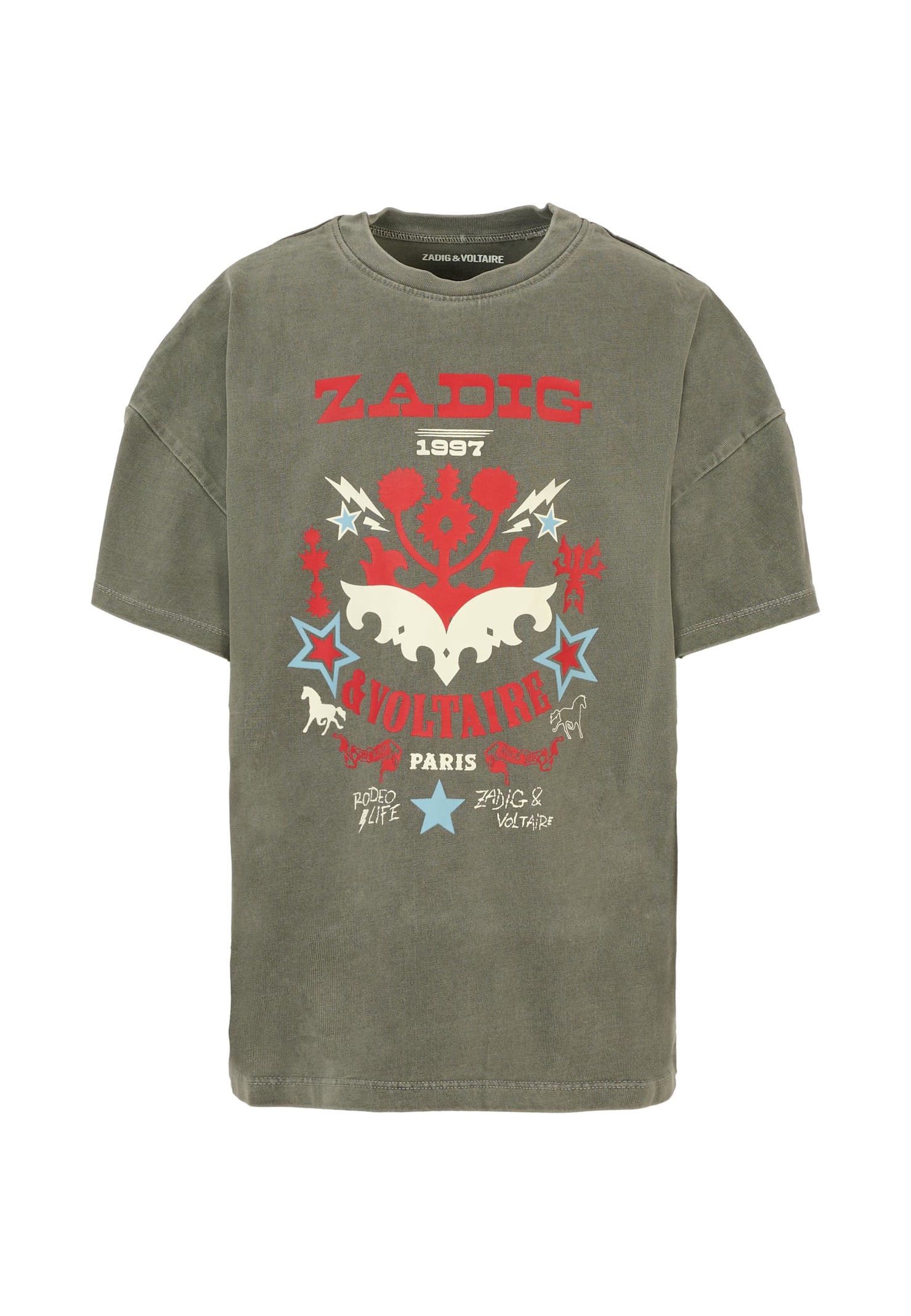 Zadig & Voltaire Grey T-shirt For Kids With Logo In Green