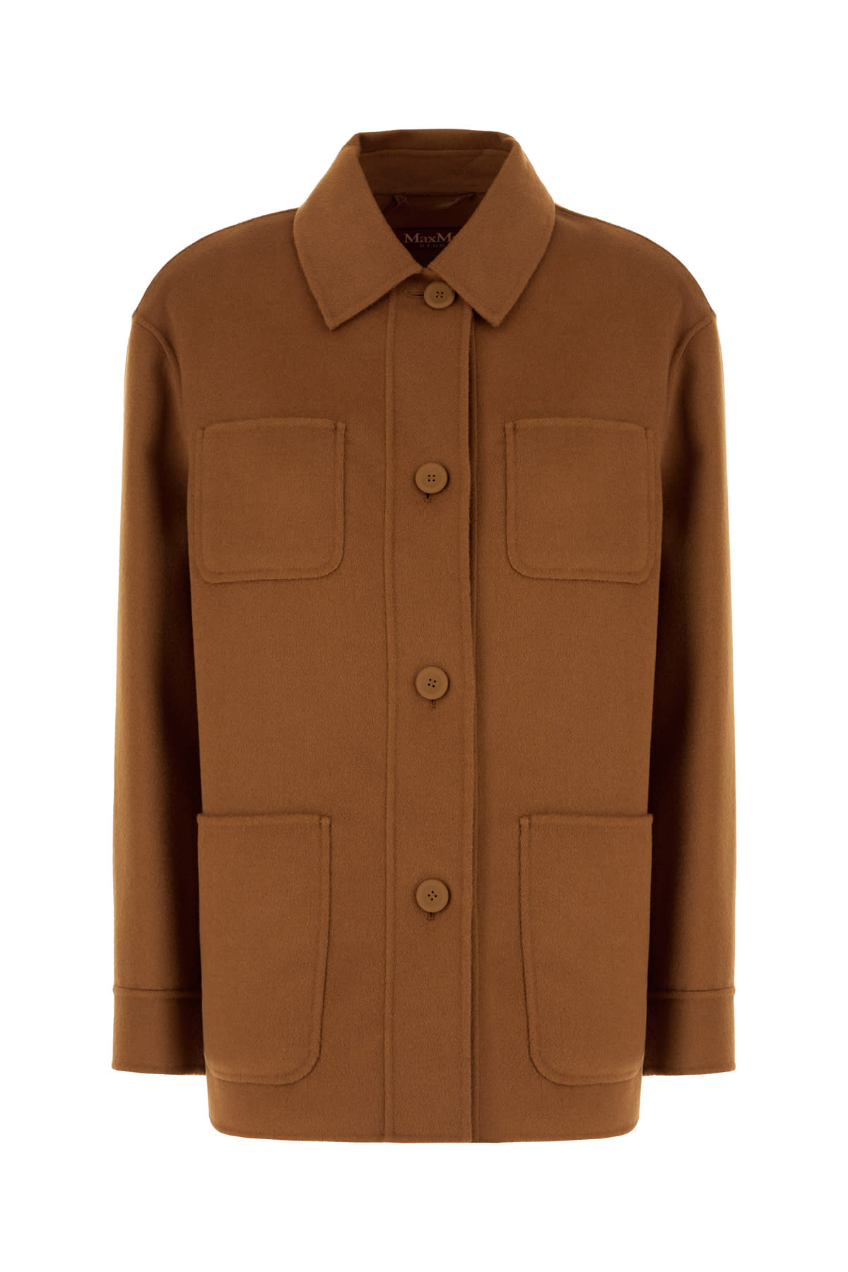 Max Mara Camel Wool Blend Jacket In Brown