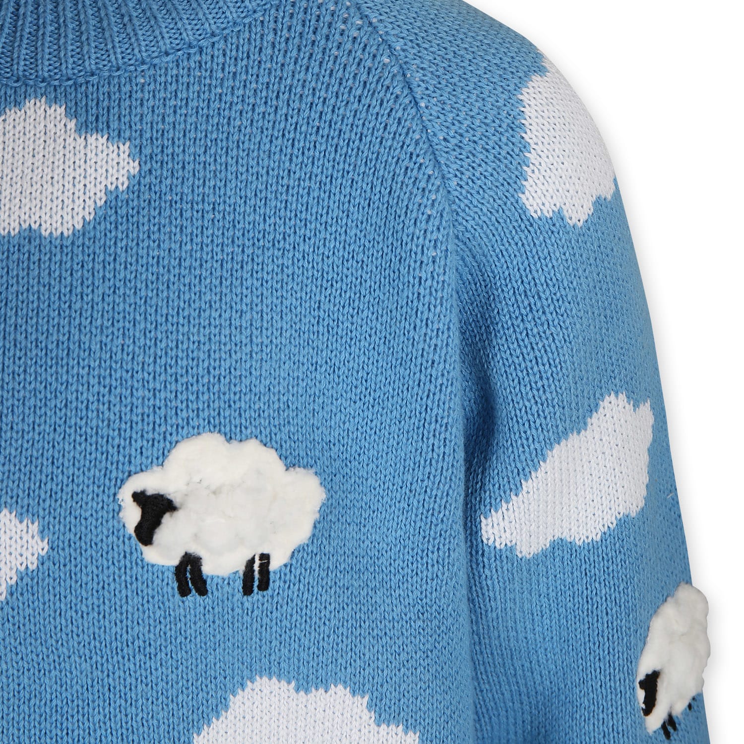 Stella Mccartney Light Blue Sweater For Kids With Sheep In Blue