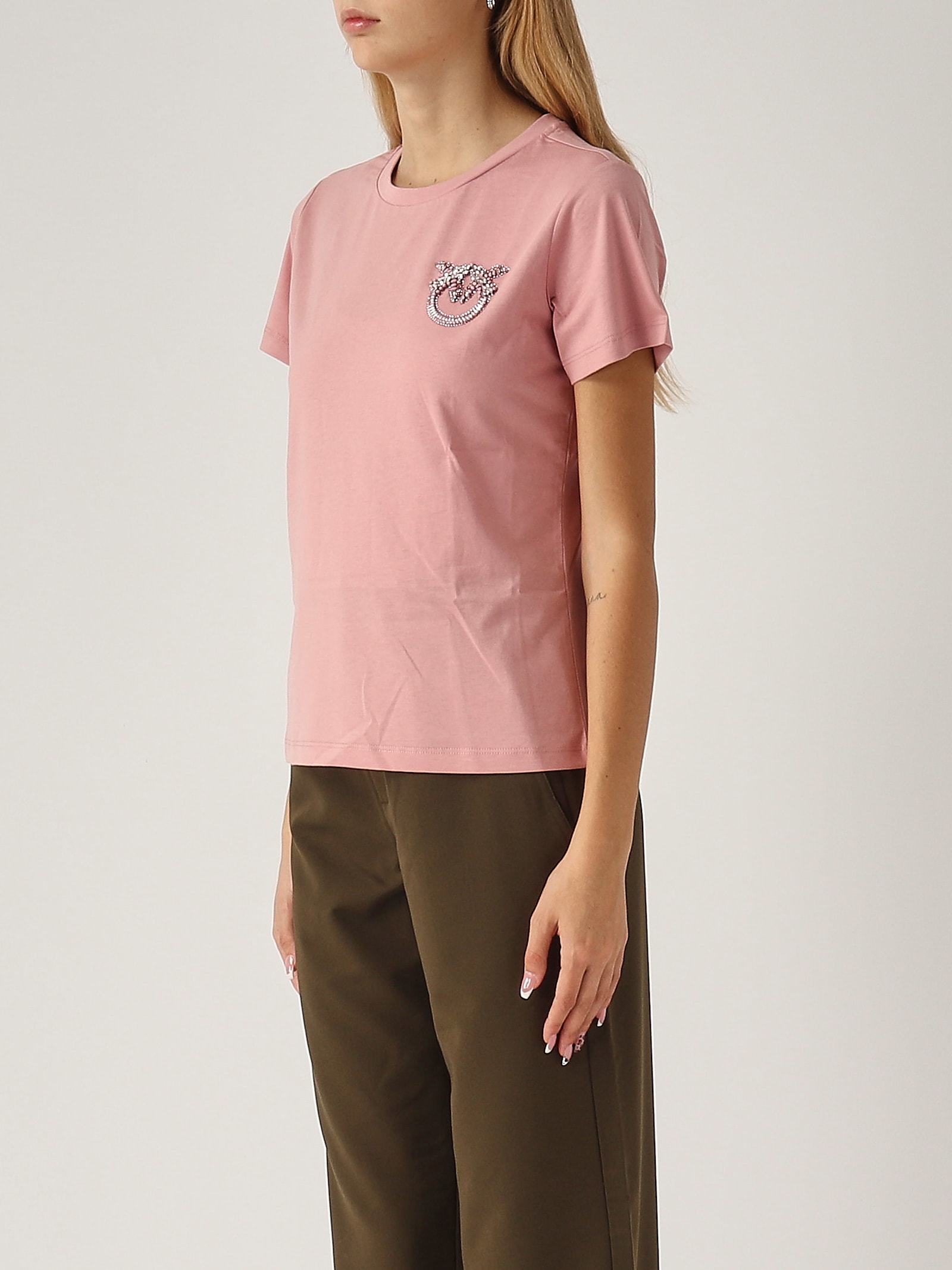 Shop Pinko Nambrone T-shirt T-shirt In Rosa Antico