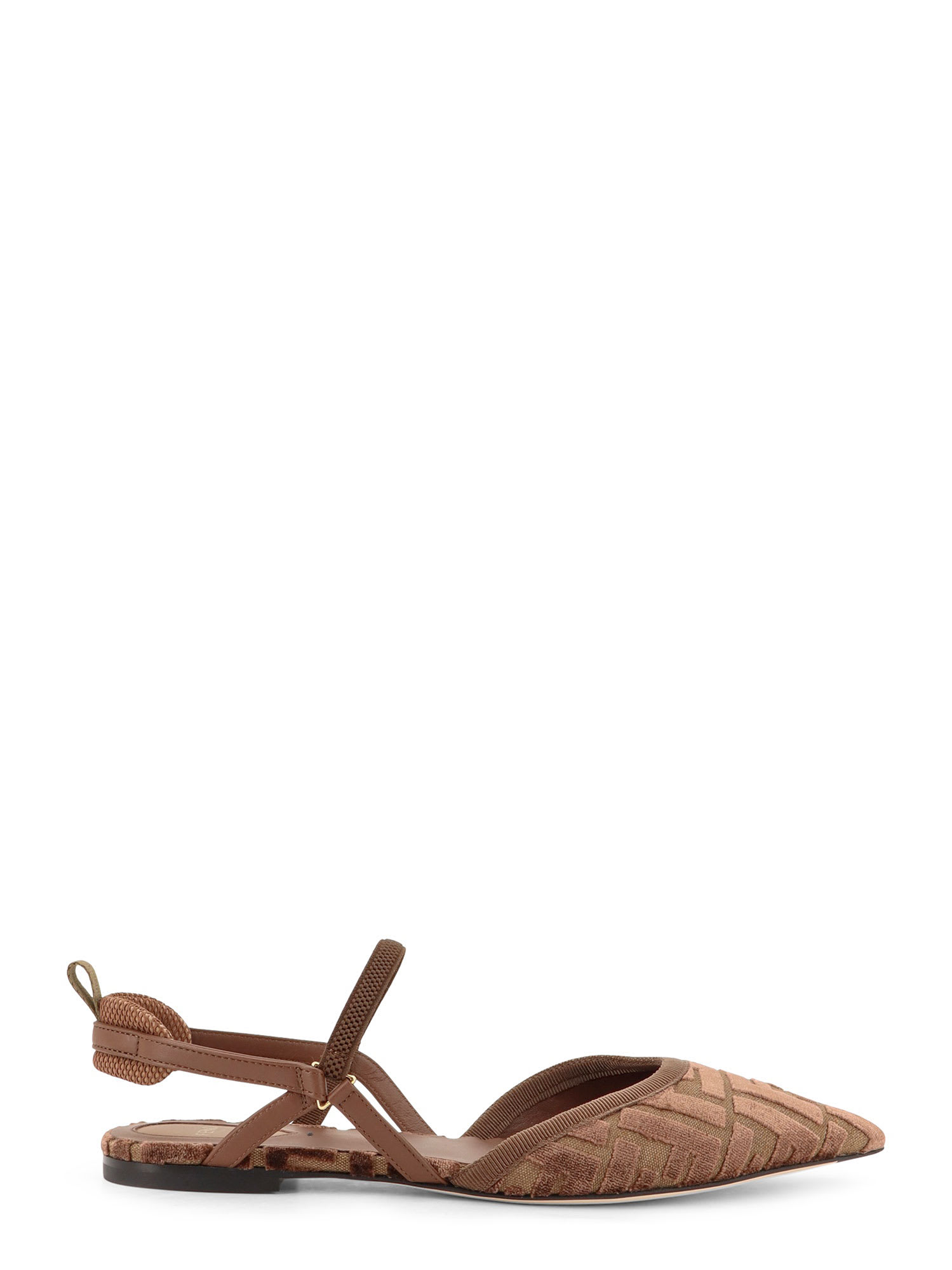 Ff Jacquard Velvet Slingback Ballerinas