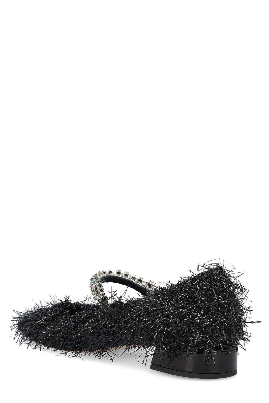 Jimmy Choo Bing Feather-embellished Ballet Flats In Nero