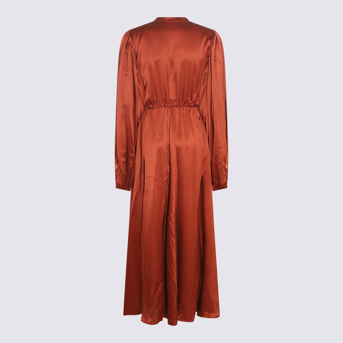 Crida Milano Bronze Satin Matera Long Dress In Orange