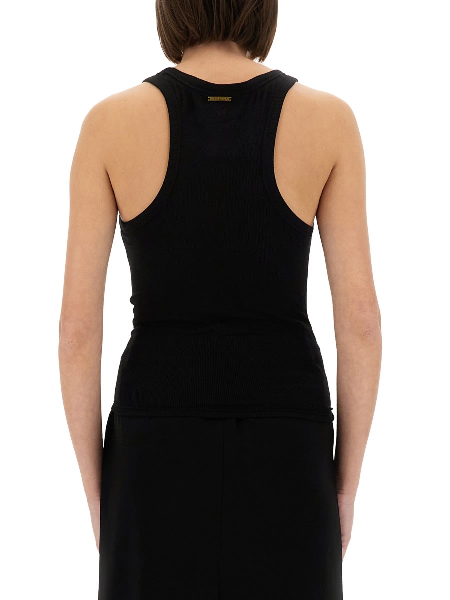 Michael Kors Knit Tank Top With Front Lacing In Black