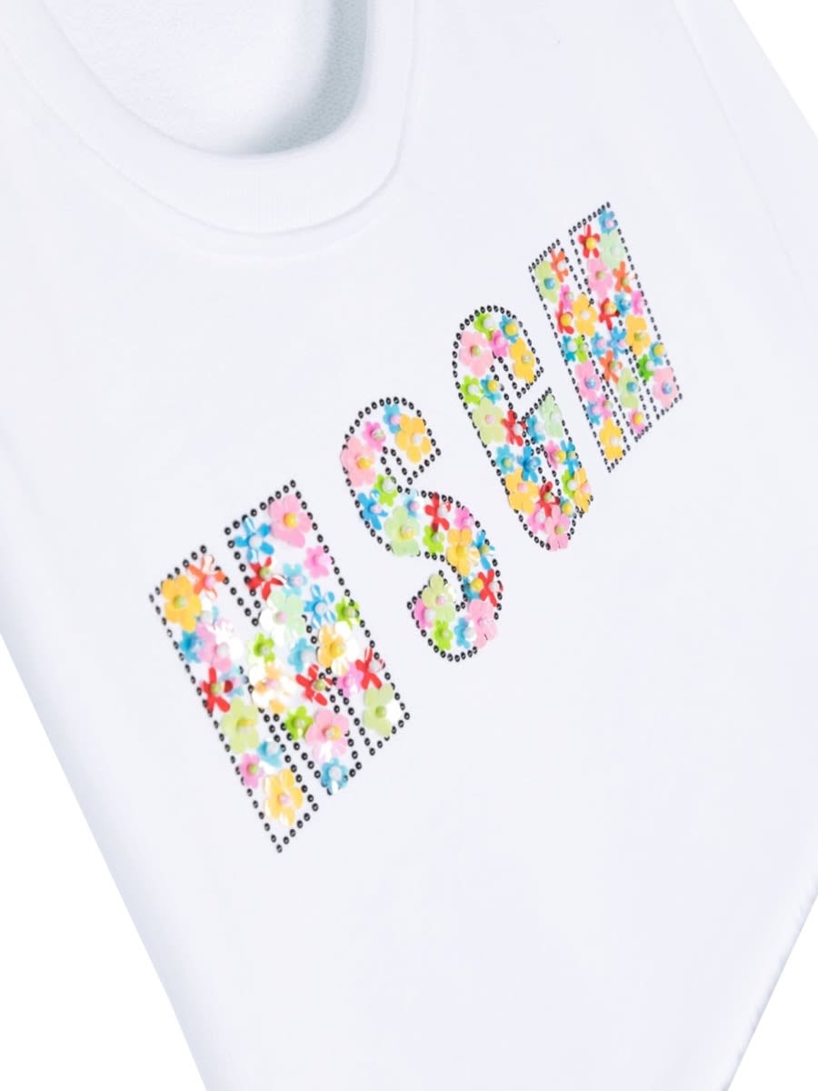 Shop Msgm Cropped Sweatshirt In White