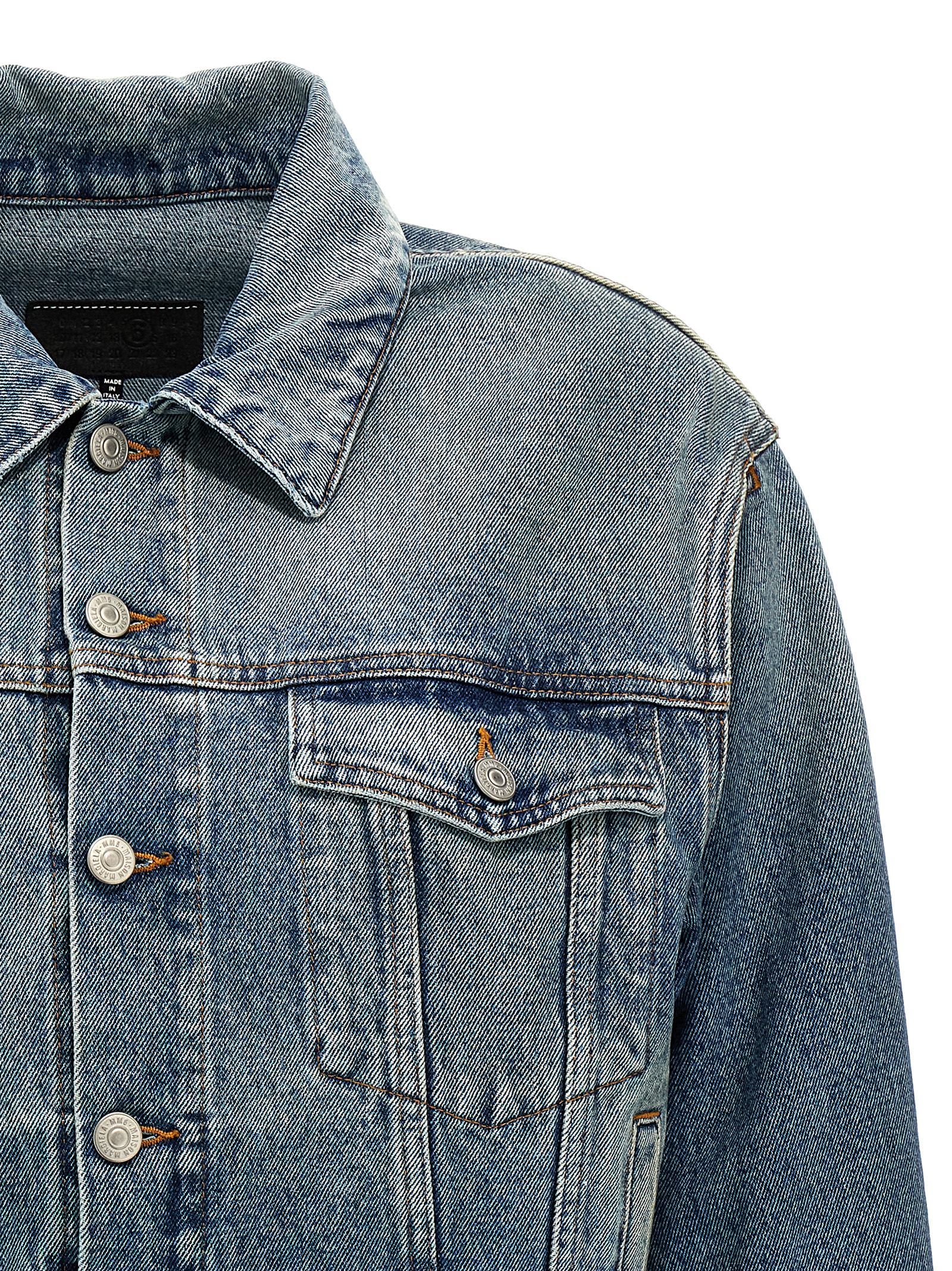 Mm6 Maison Margiela Mm6 By Maison Margiela Cut-out Denim Jacket With Unique Sleeve Details In Blue