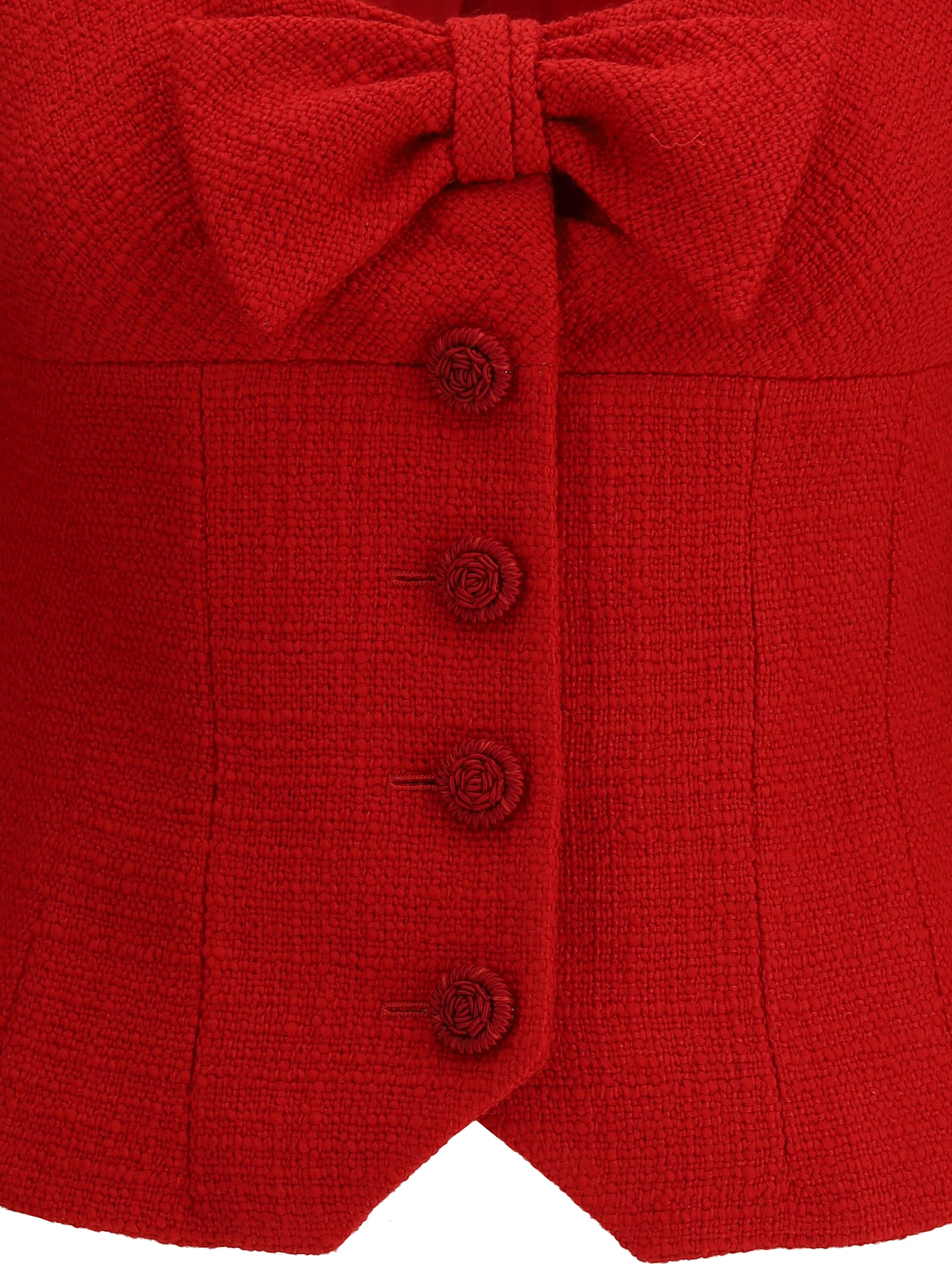 Valentino Womens Bow-embroidered Scoop-neck Tweed Jacket Paris In Red