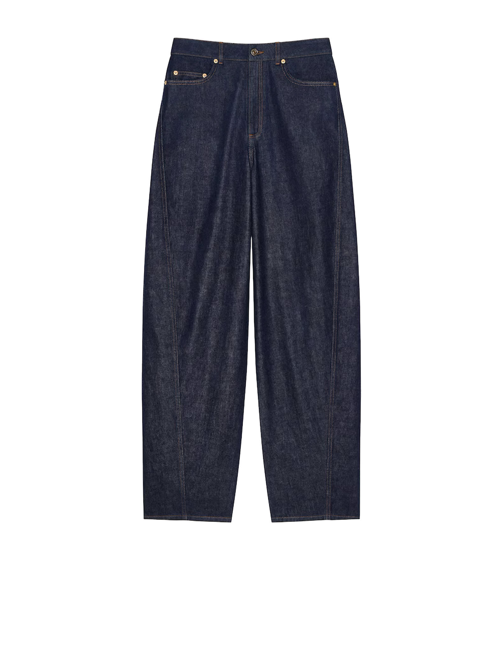 Givenchy Denim Trousers Wide-leg Contrast Stitching In Blue