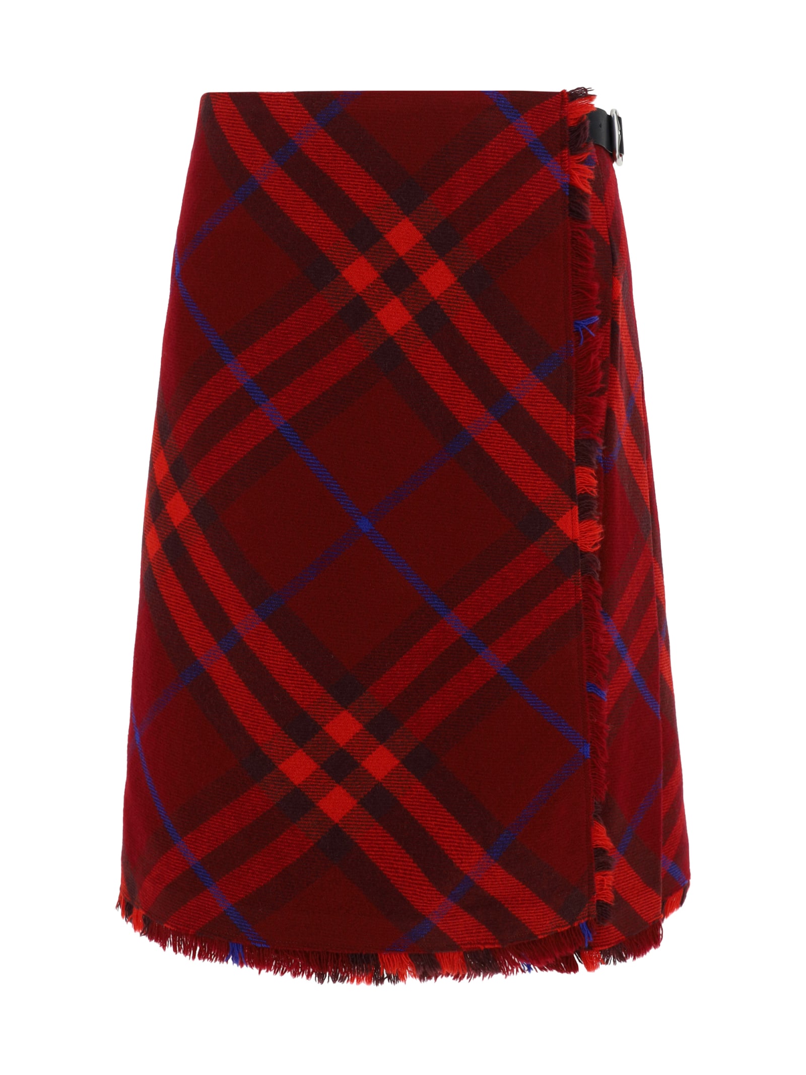 Shop Burberry Midi Skirt In Red