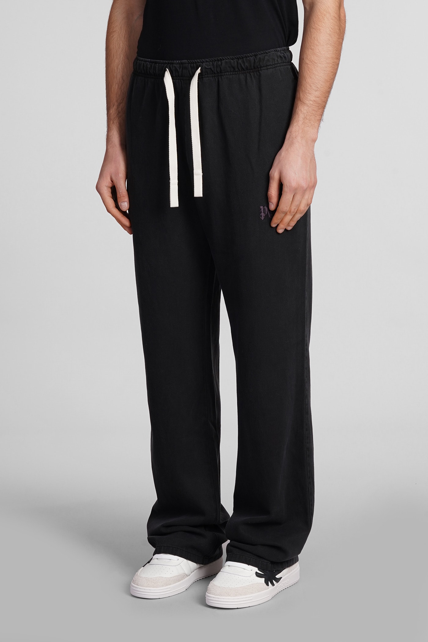 Shop Palm Angels Pants In Black Wool And Polyester