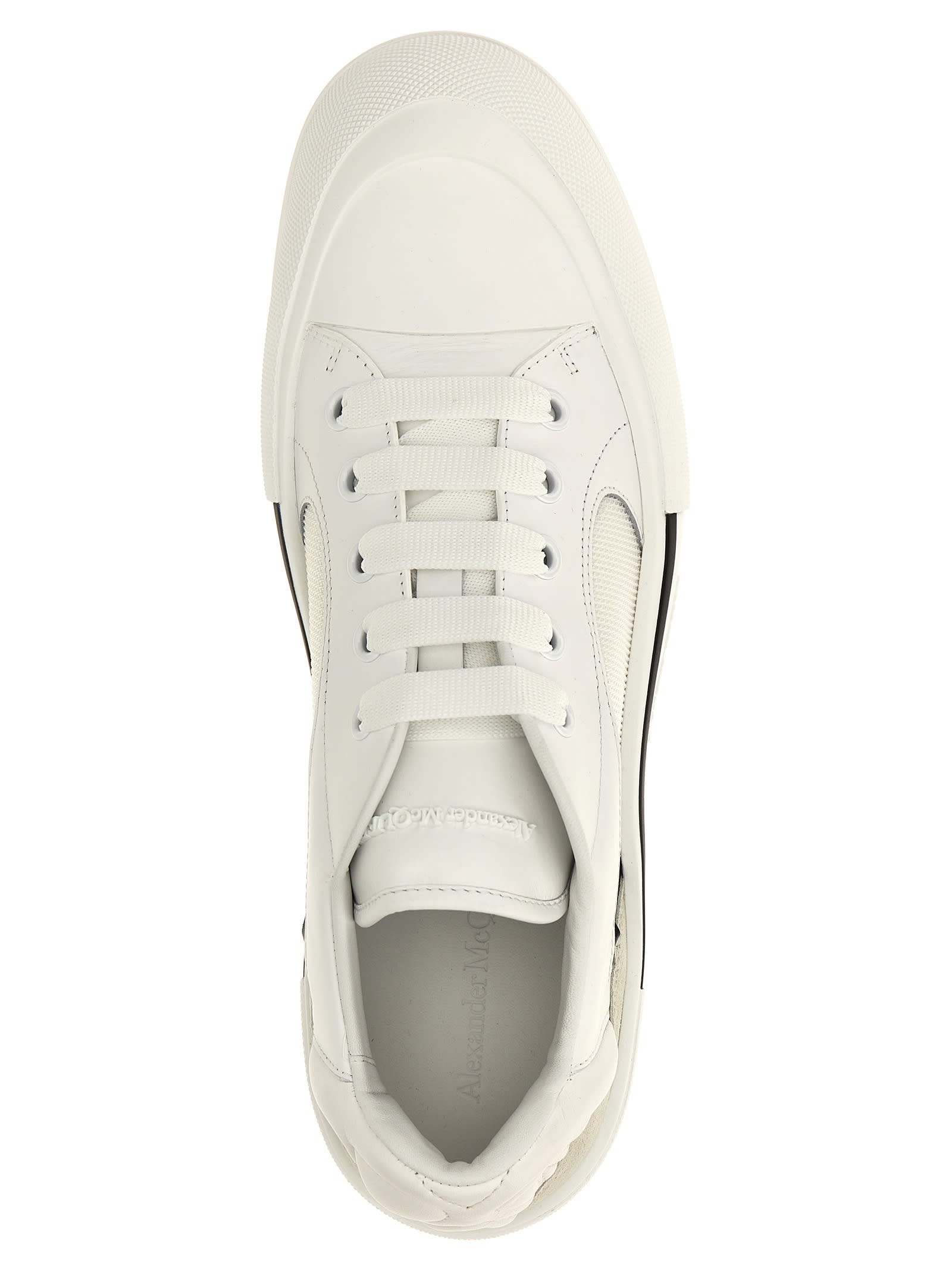 Shop Alexander Mcqueen Neoprene Canvas Sneakers In White/black