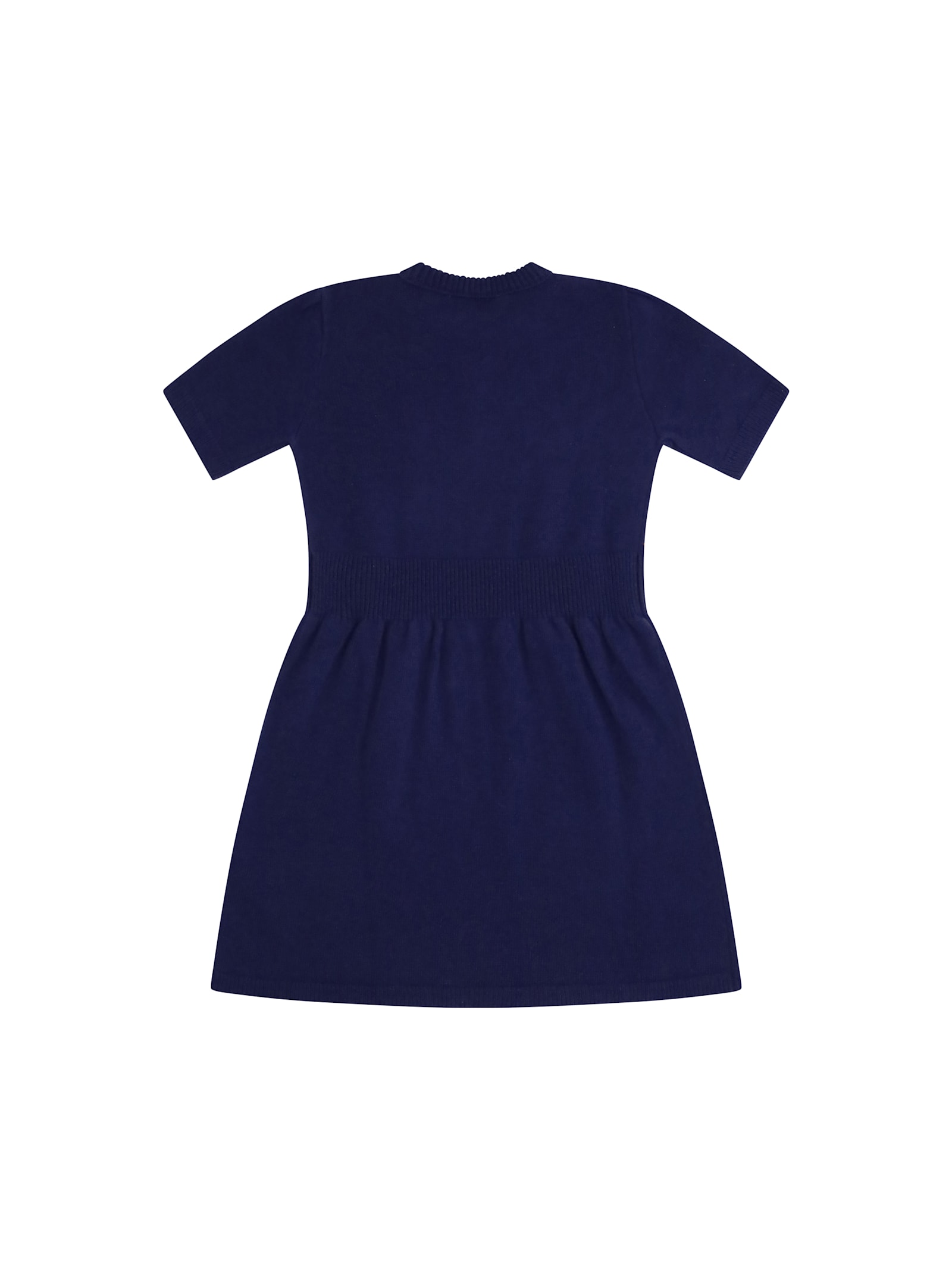 Gucci Wool Embroidered Child Dress In Blue