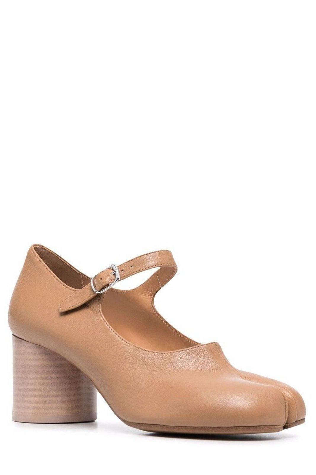 Shop Maison Margiela Tabi Ankle Strap Pumps In Nude