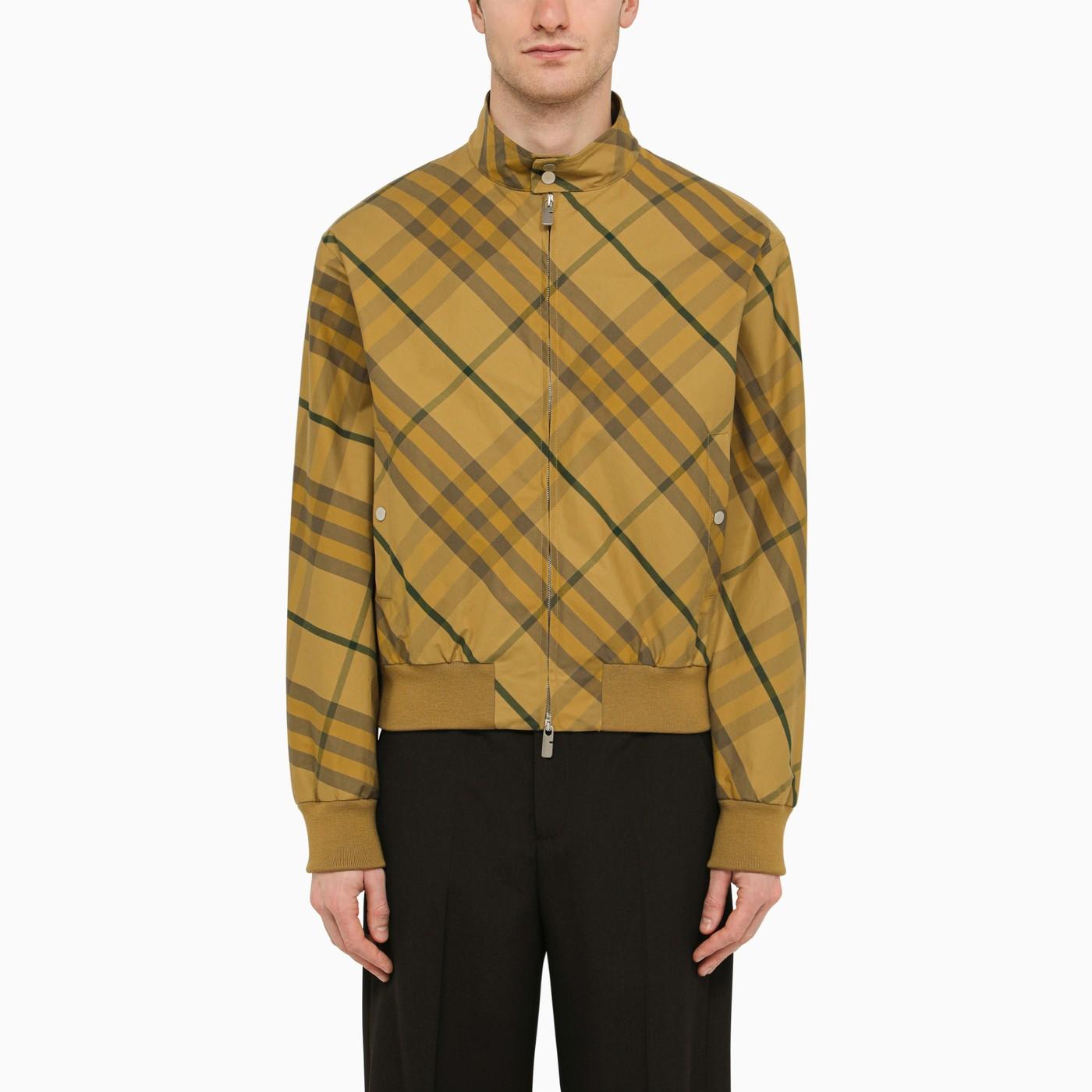 Burberry Check Motif Zip-up Bomber Jacket In Beige