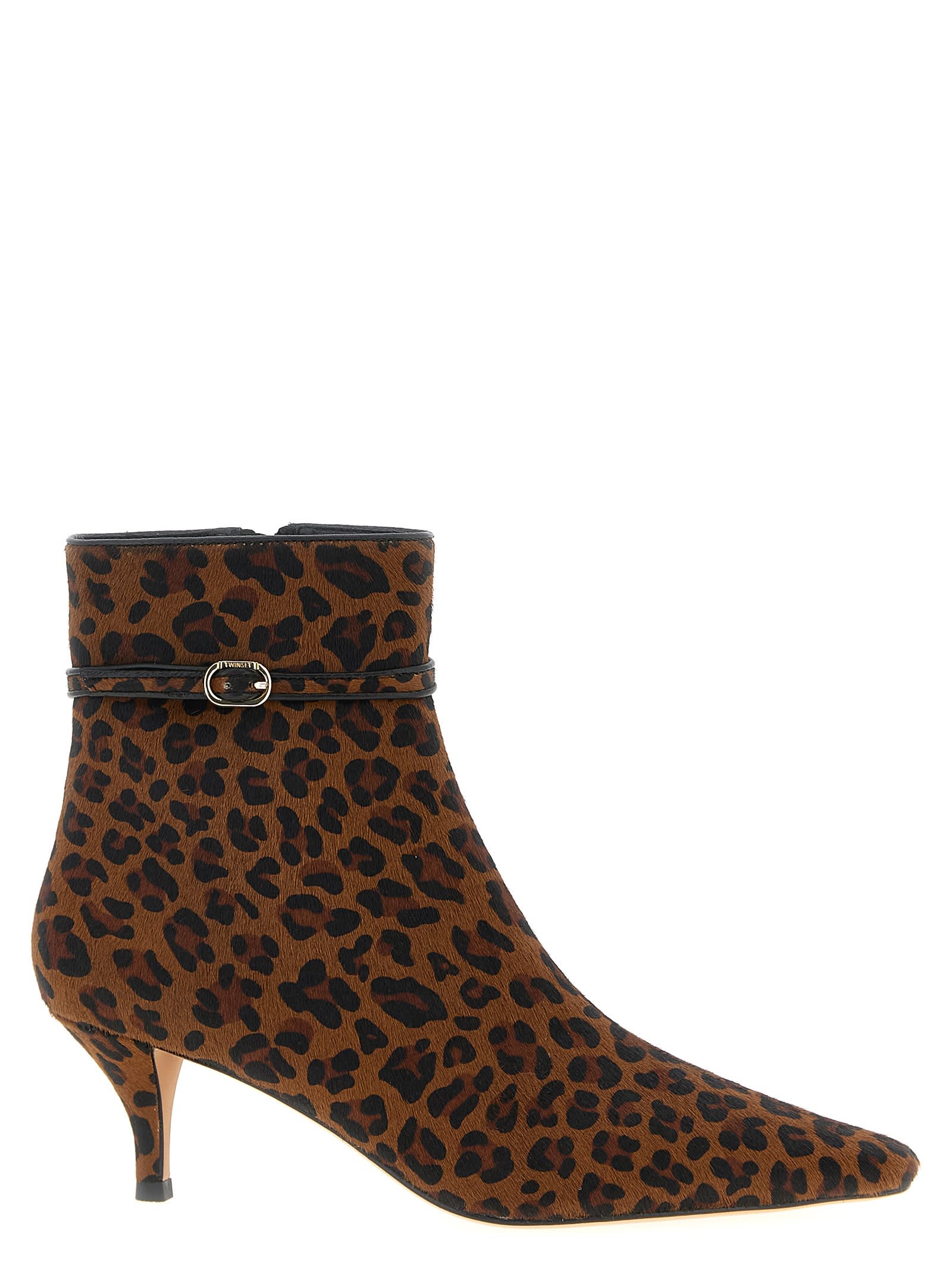 Twinset 70mm Leopard-print Boots In Brown