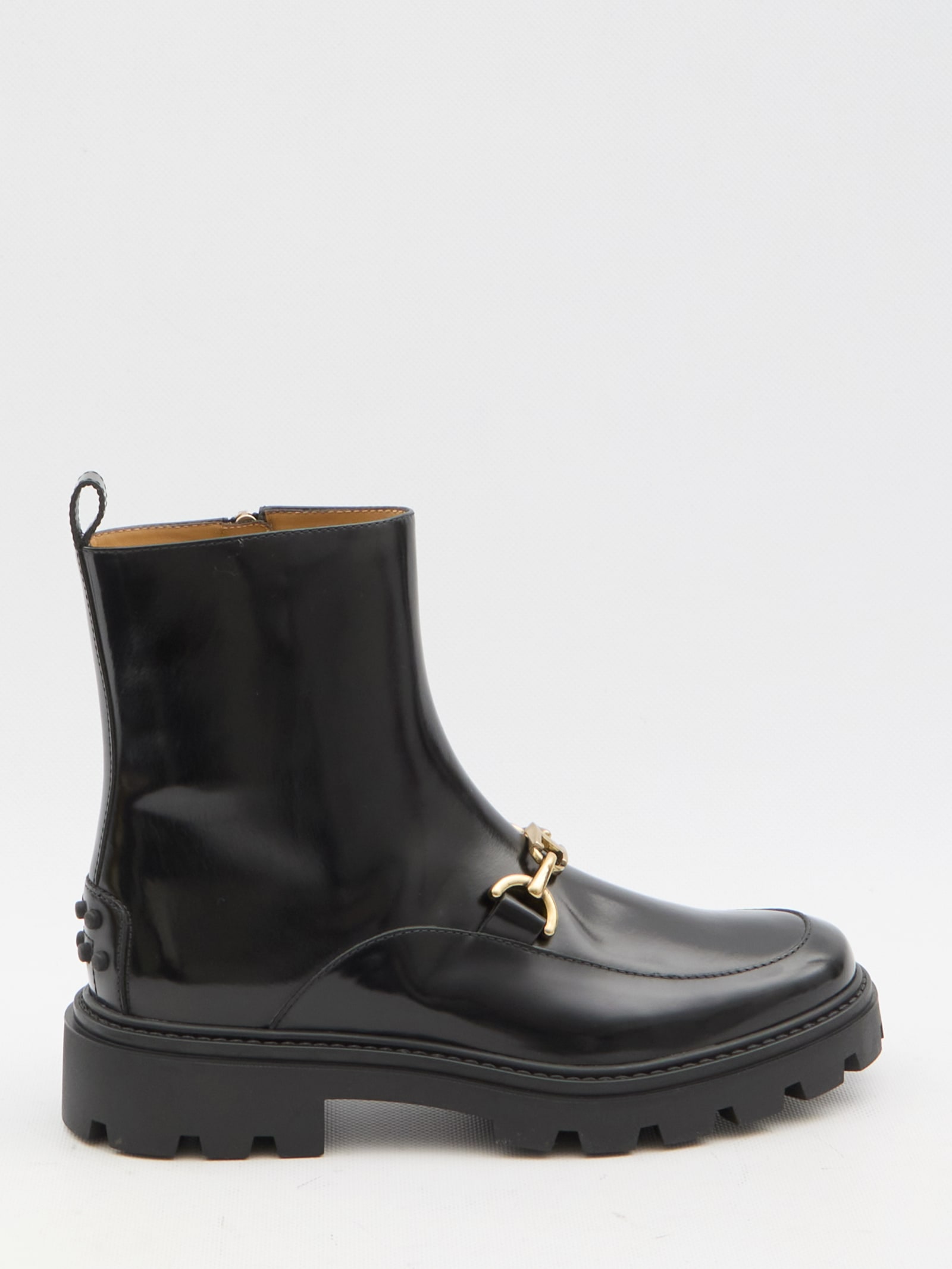 Shop Tod's Leather Ankle Boots In Black